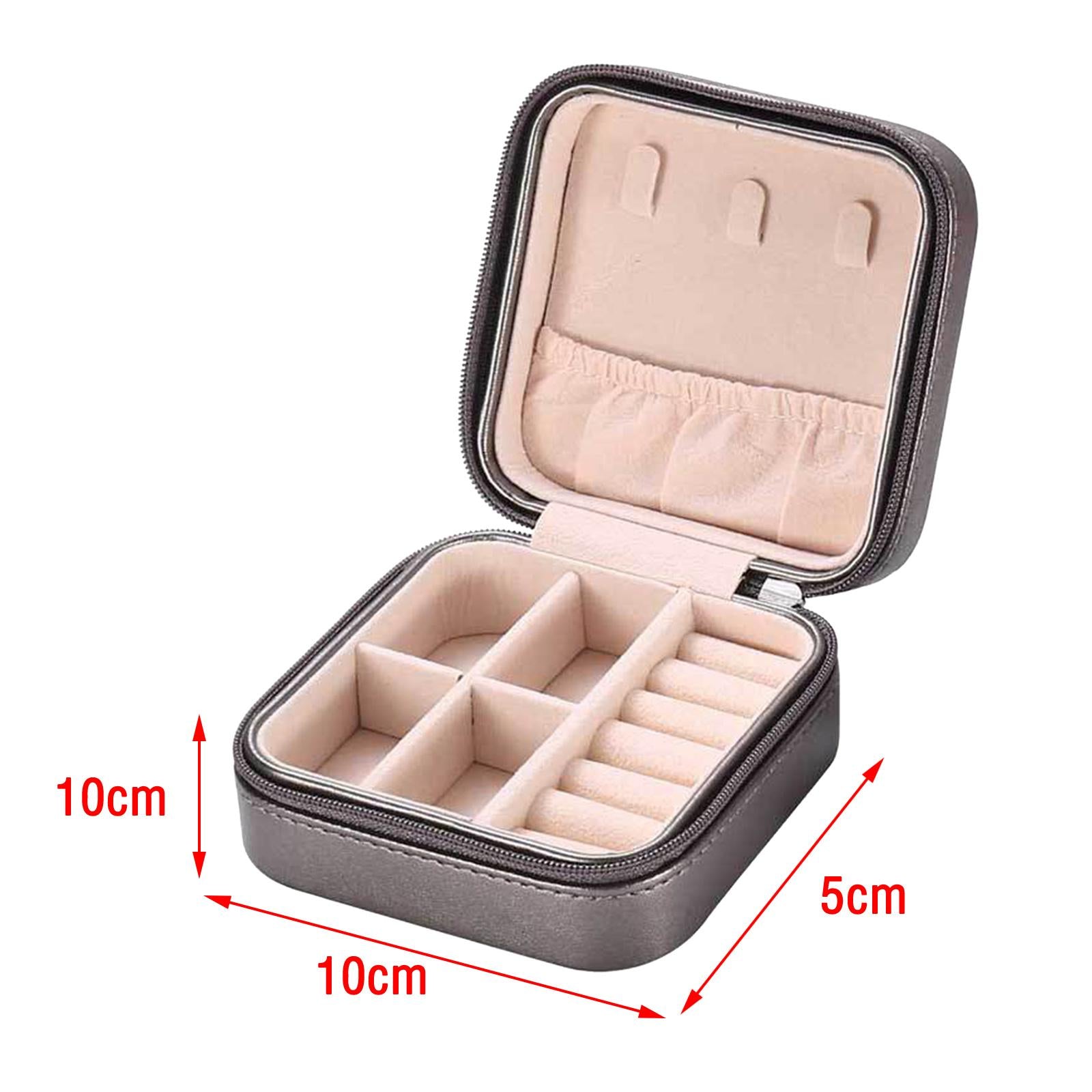 Small Travel Jewelry Organizer Compartment Leather Waterproof for Gift Light black