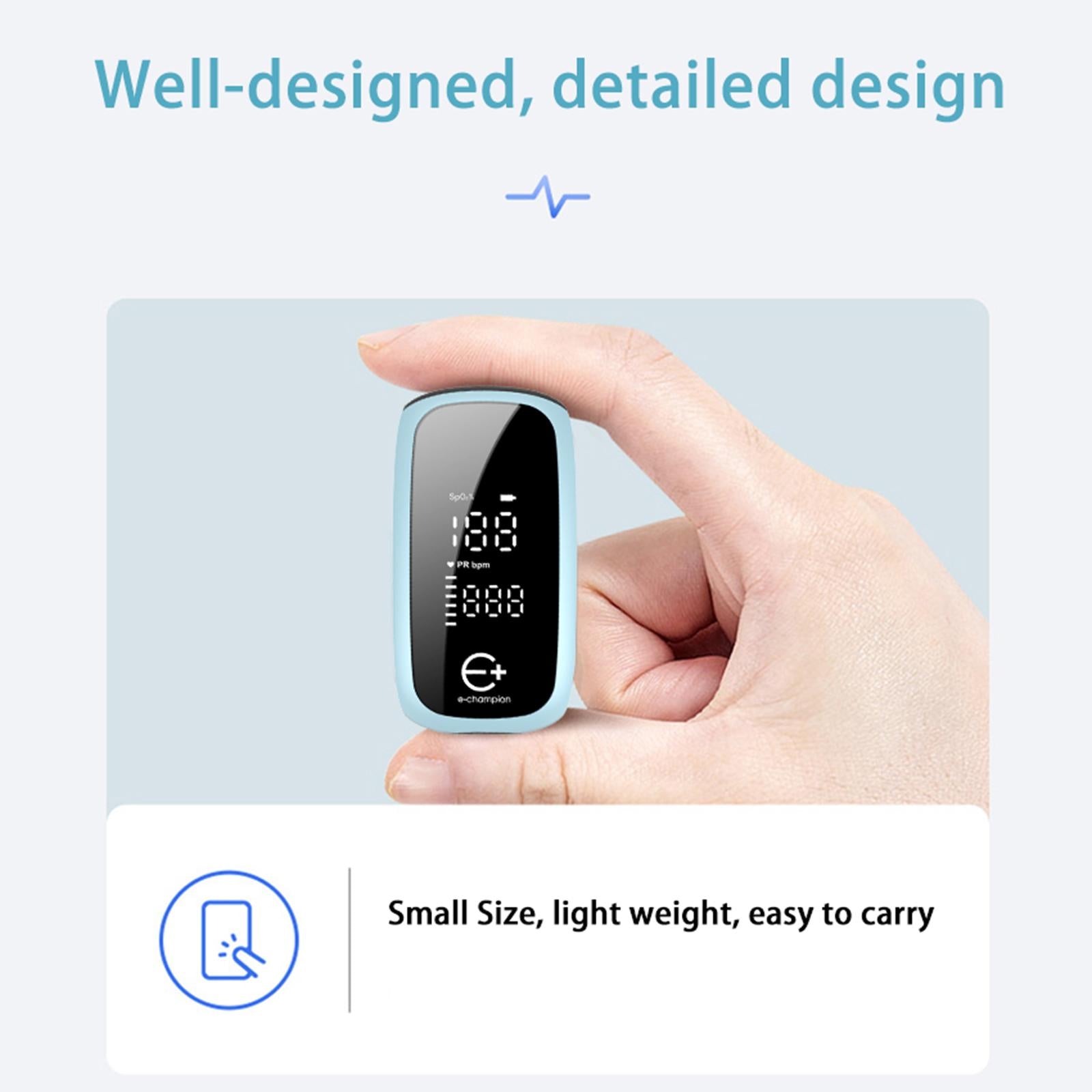 Portable Fingertip Pulse Oximeter Blood Oxygen Saturation Monitor Blue