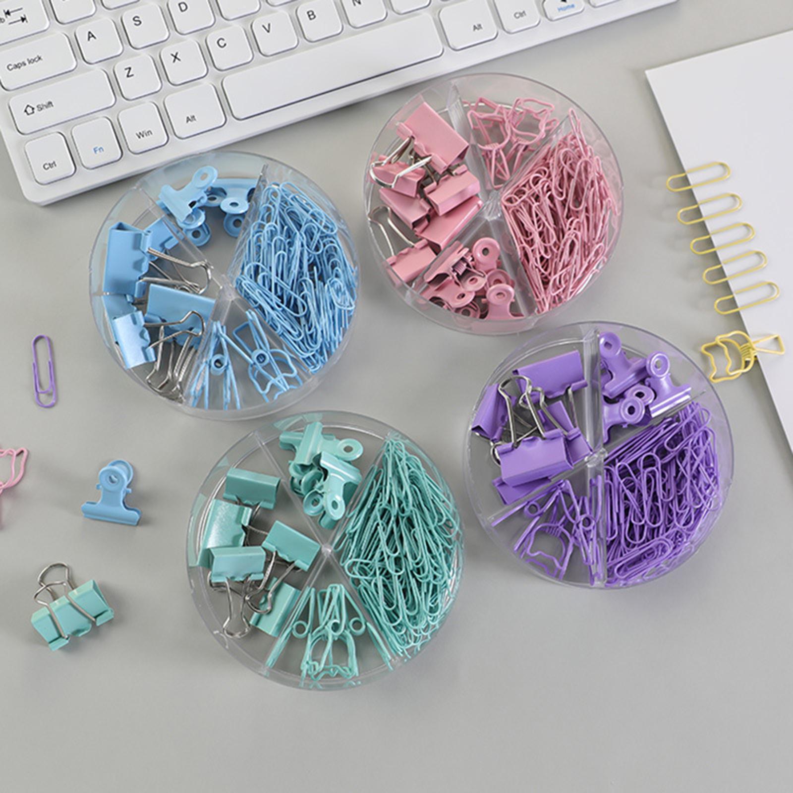 Small Binder Clips with Separately Stored Box for Home Document Supplies Pink