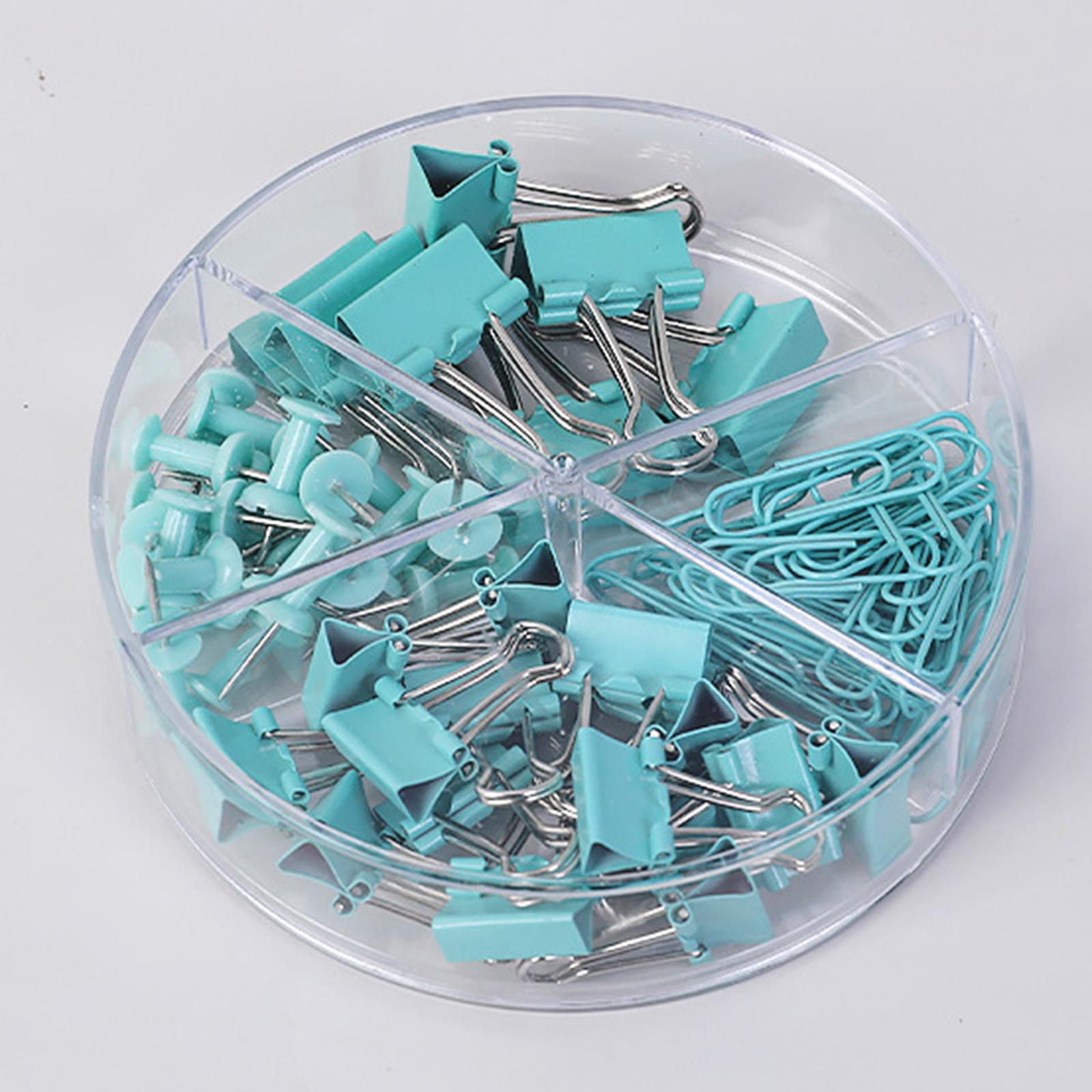 Small Binder Clips with Separately Stored Box for Home Document Supplies Blue
