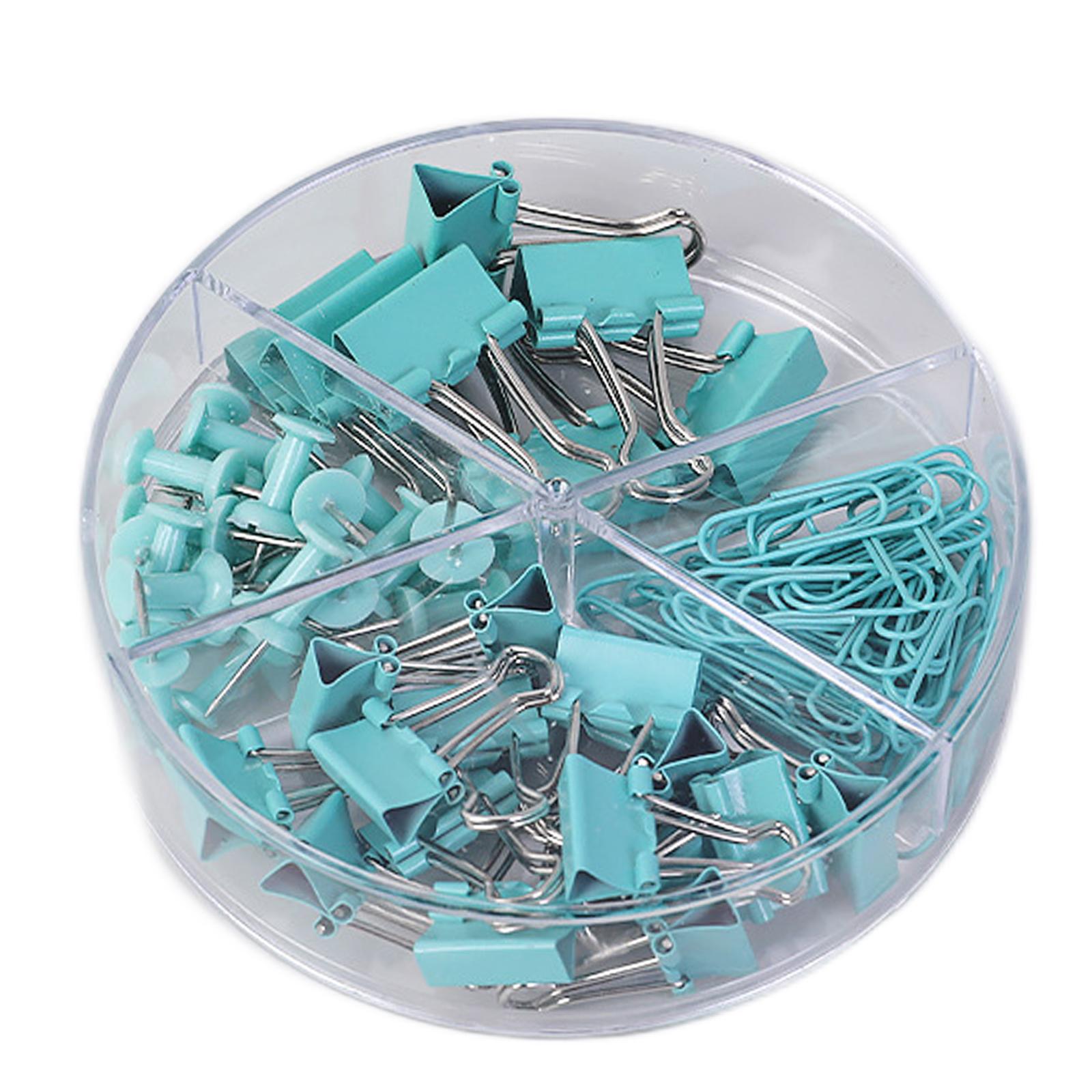 Small Binder Clips with Separately Stored Box for Home Document Supplies Blue