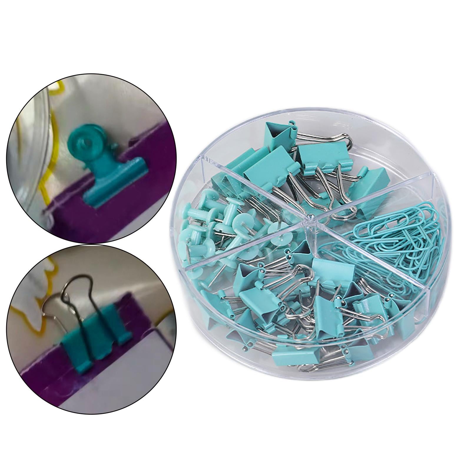 Small Binder Clips with Separately Stored Box for Home Document Supplies Blue