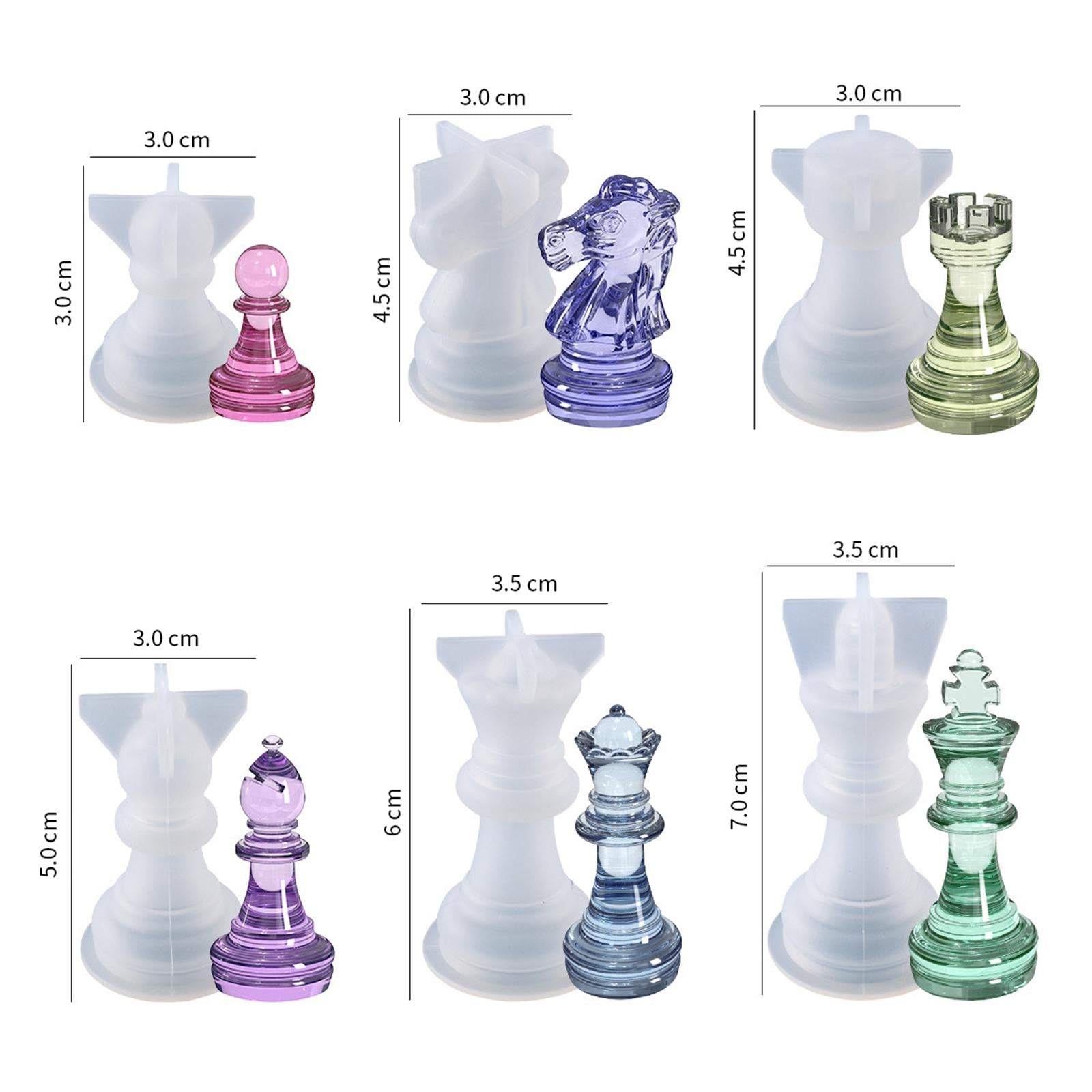 6xInternational Chess Pieces Resin Epoxy Mold Silicone Jewelry Casting Mould