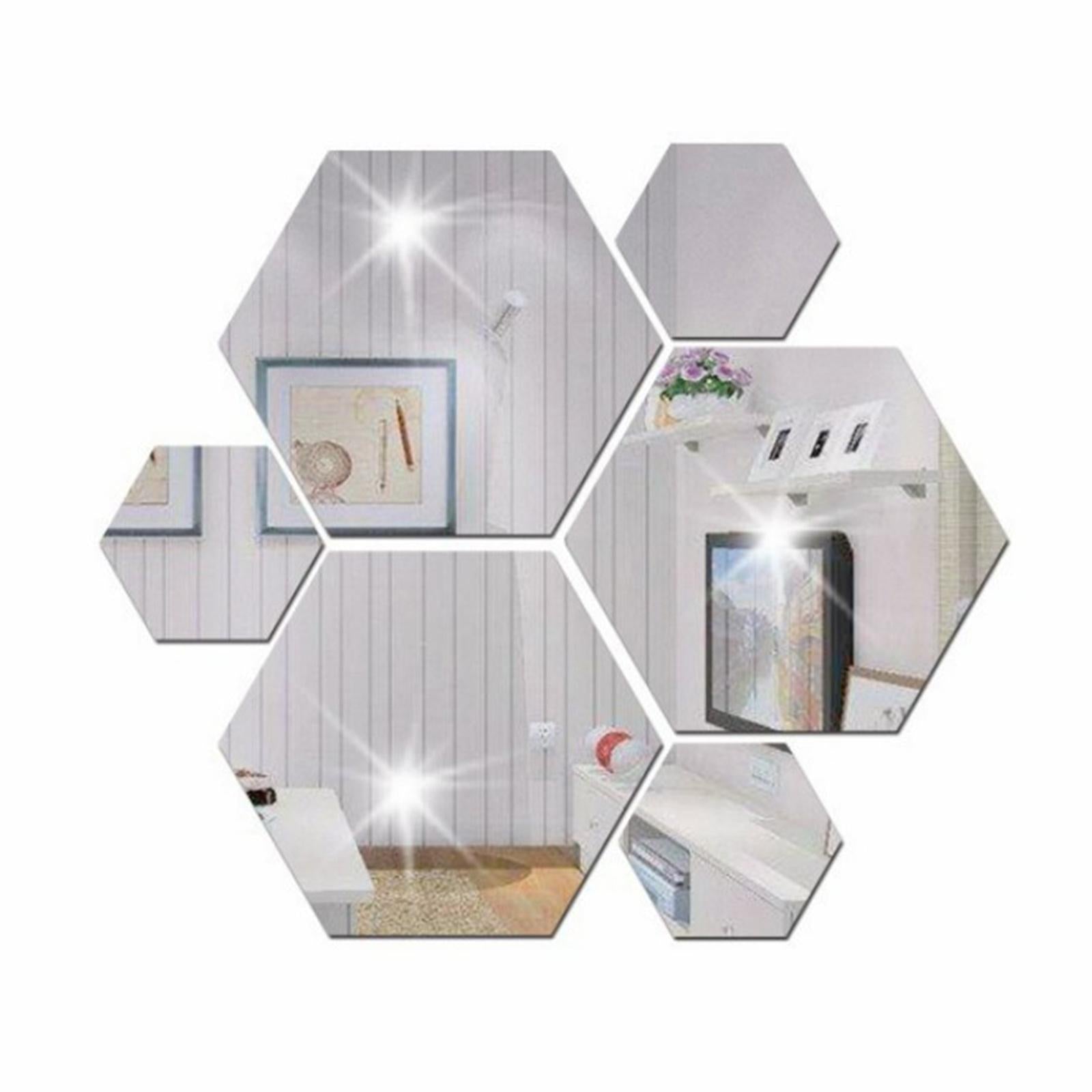 12/Set 3D Mirror Wall Stickers Removable for Bedroom Living Room Decor Silver