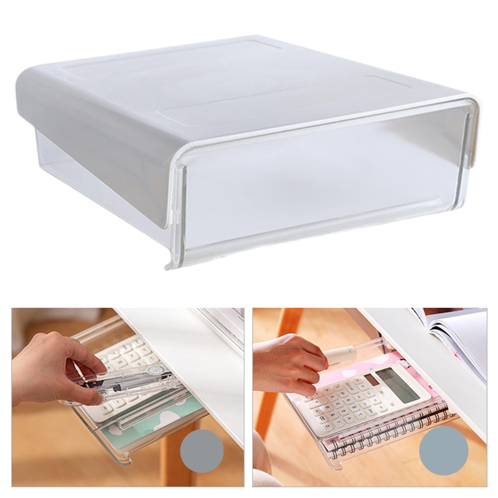 Under Table Drawer with Smooth Sliding Track for Makeup Large white