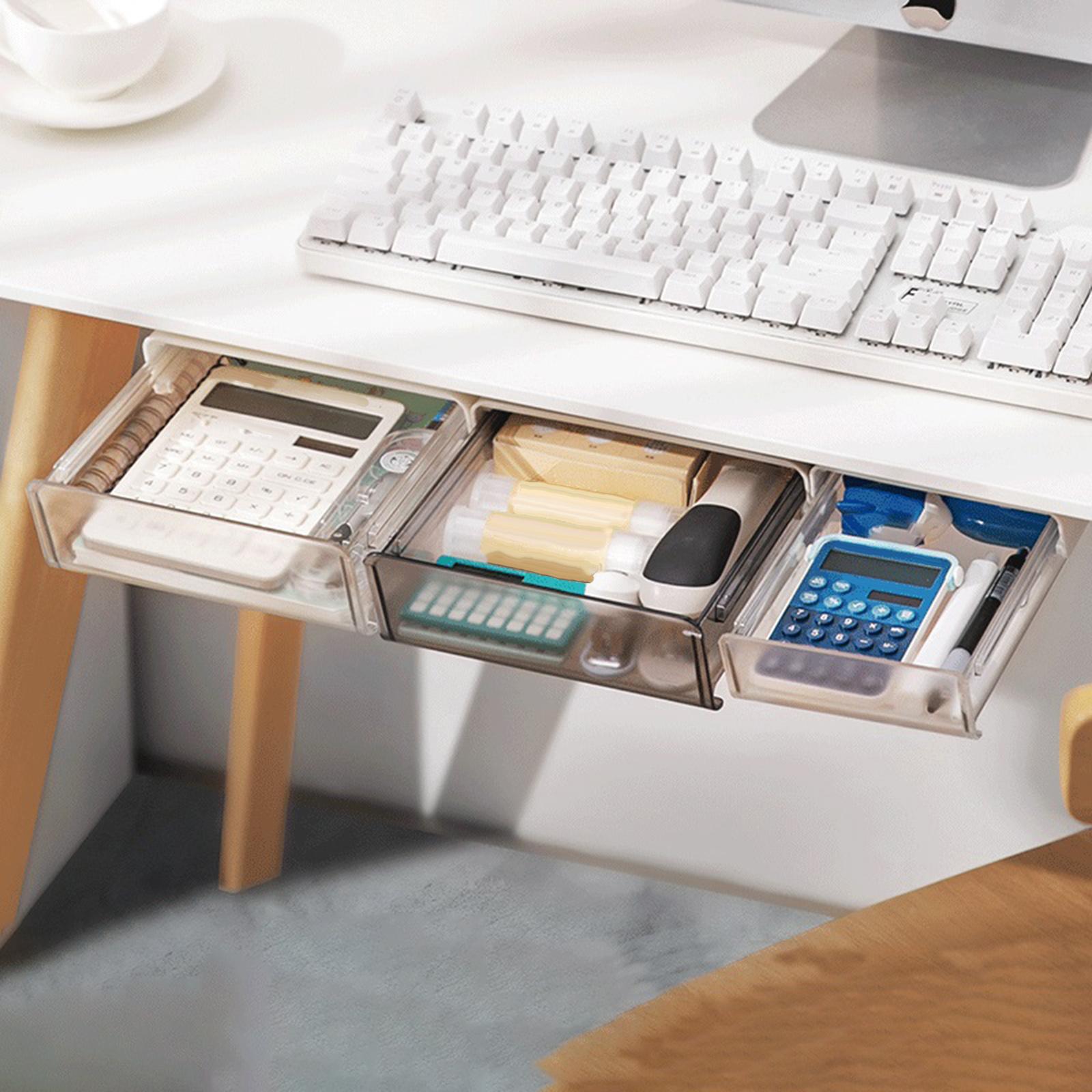 Under Table Drawer with Smooth Sliding Track for Makeup Large white