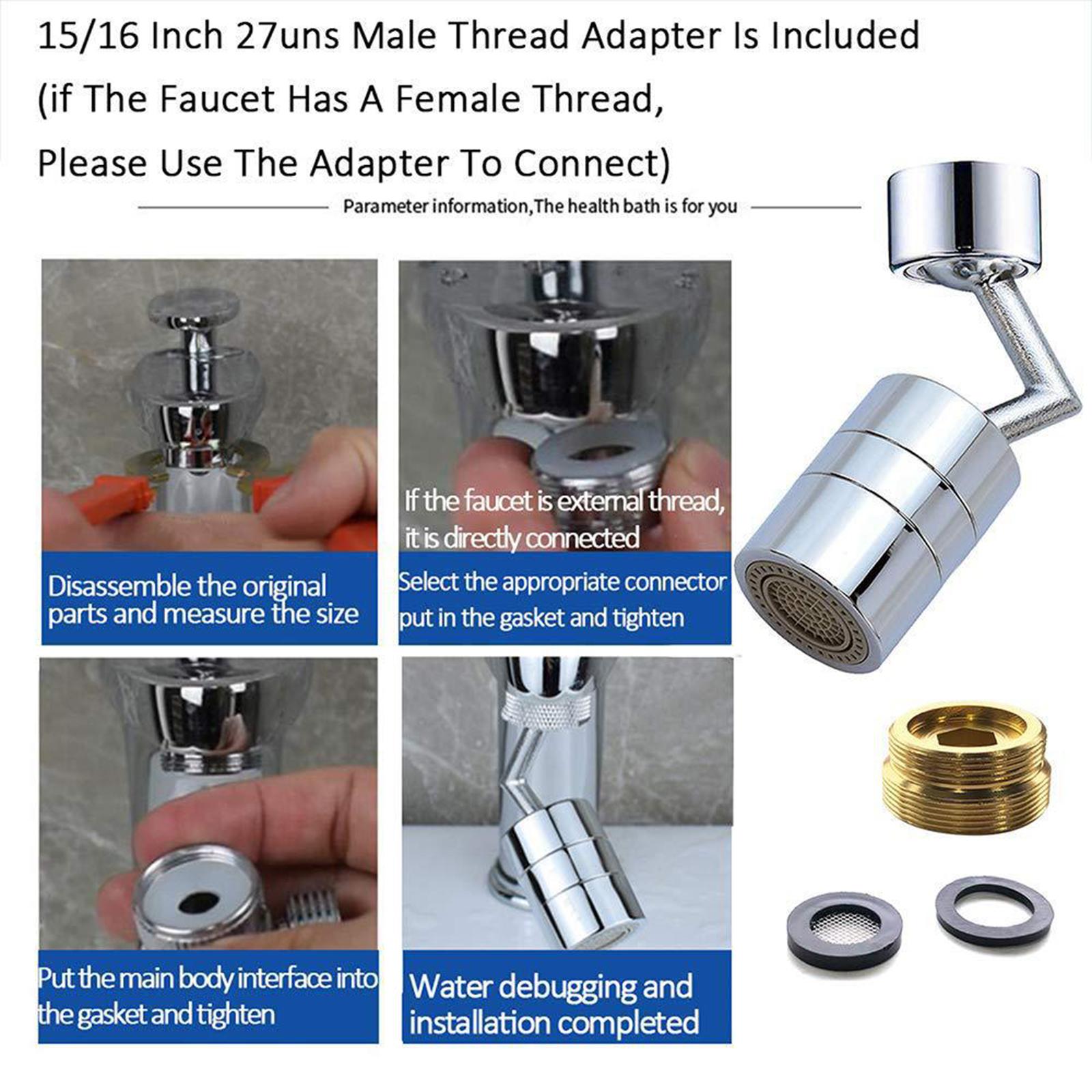 Splash Filter Faucet Replacement Nozzle for Kitchen Laundry Room Male thread diameter