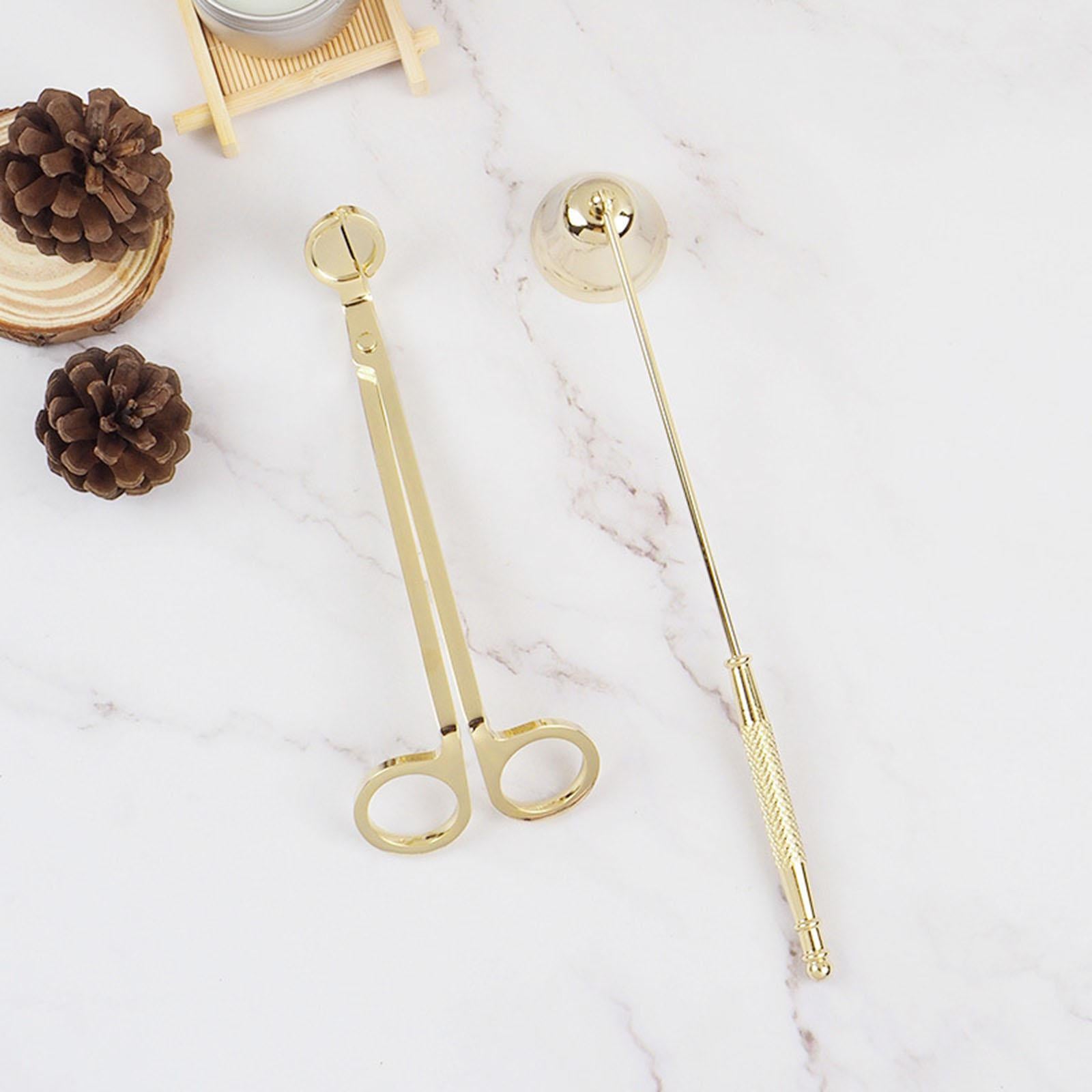 2x Candle Snuffer Candle Wick Trimmer Accessory Set Candle Cutter Safely Gold