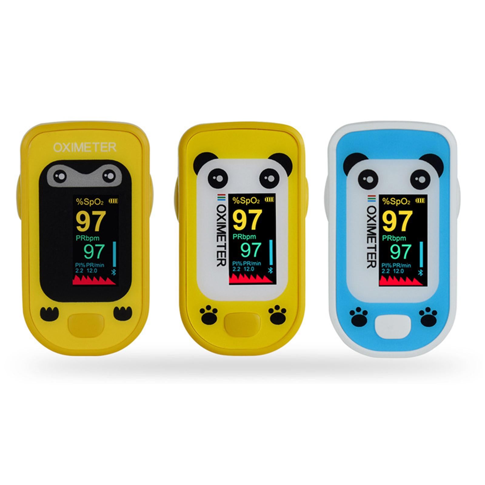 Cute Cartoon Panda Digital Finger Clip Pulse Oximeter For Children Blue