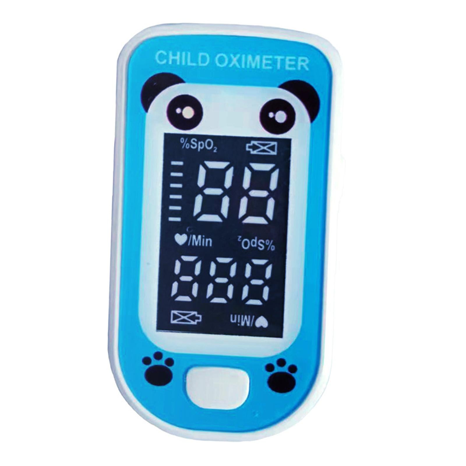 Cute Cartoon Panda Digital Finger Clip Pulse Oximeter For Children Blue