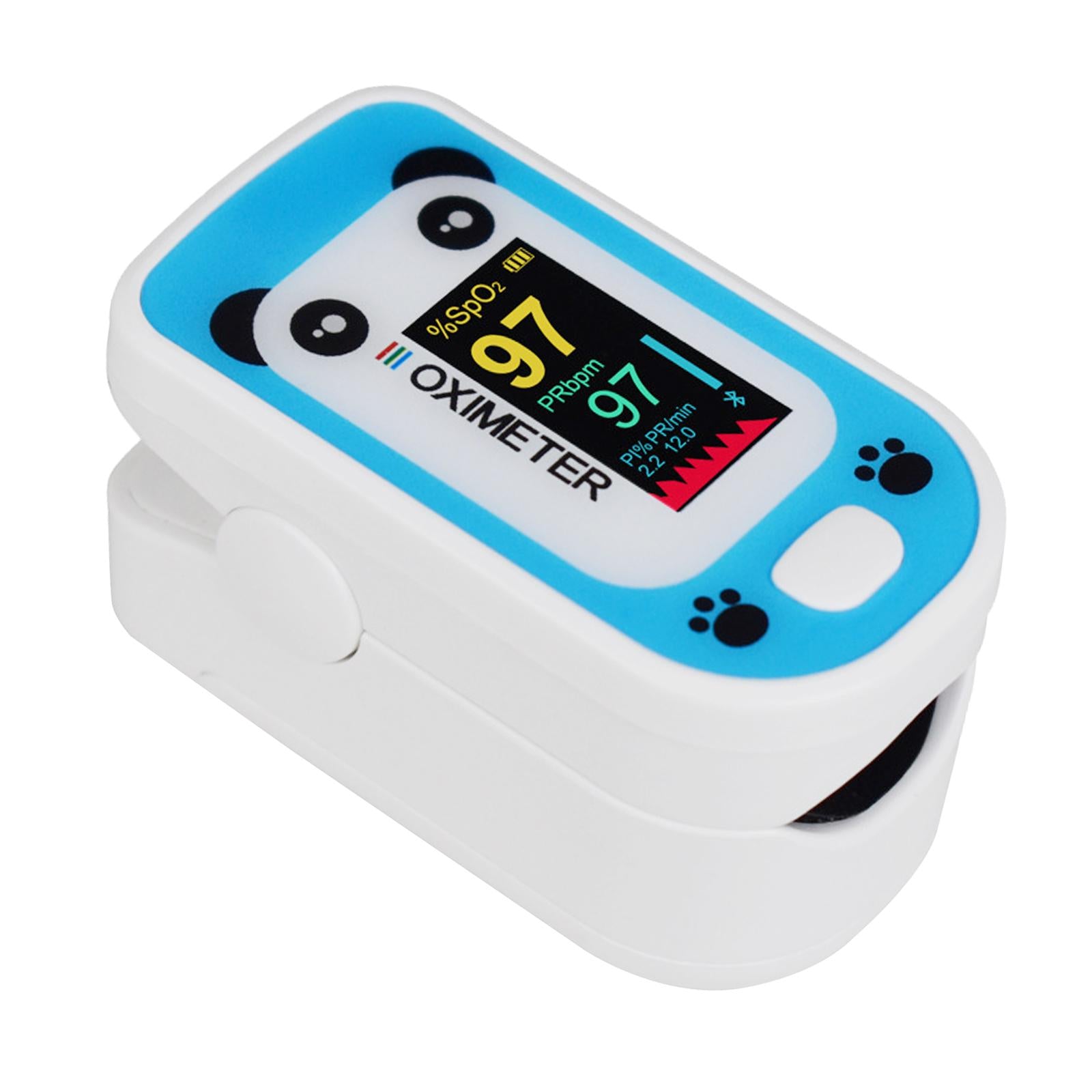 Cute Cartoon Panda Digital Finger Clip Pulse Oximeter For Children Blue