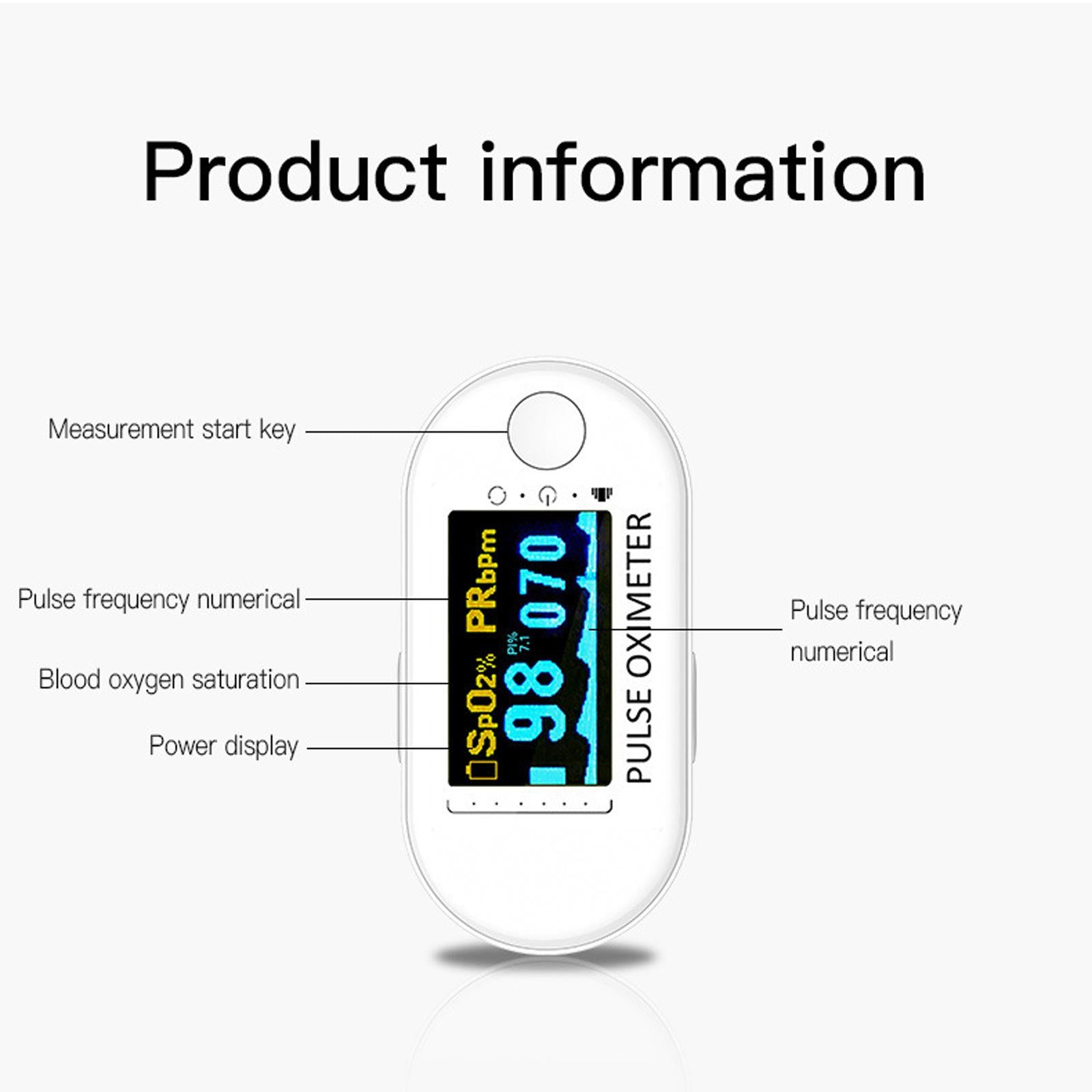 Finger Pulse Oximeter Blood Oxygen Saturation Meter White