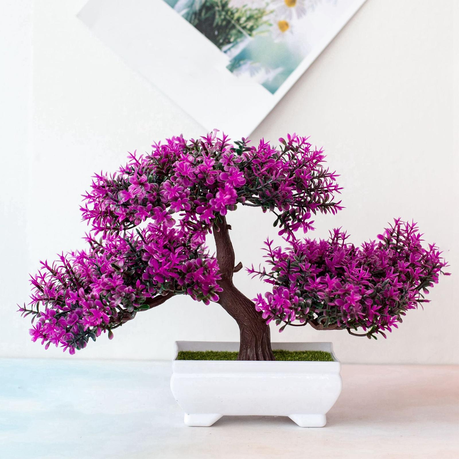 Artificial Plants Bonsai Tree for Home Garden Office Wall Book Shelf Decor Purple Red