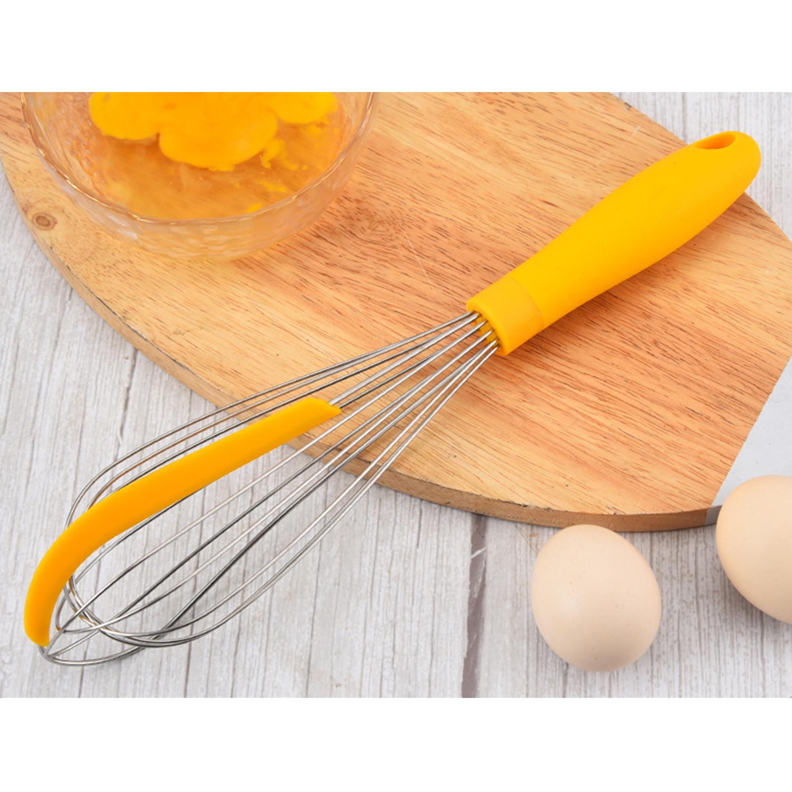Kitchen Silicone Whisk Non-Slip Easy to Clean Egg Beater Milk Frother Yellow