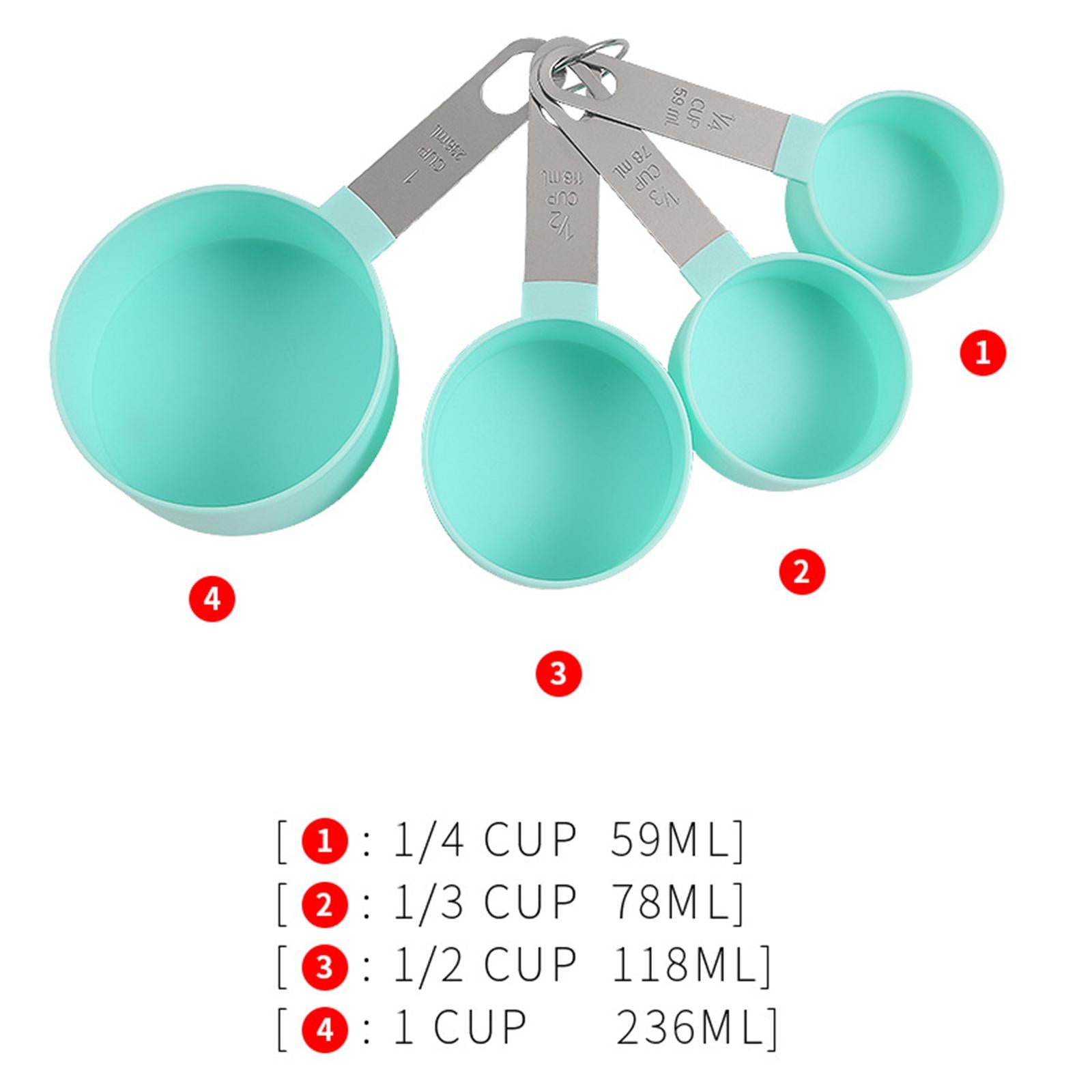 8-Piece Portable Measuring Spoons Cups Set PP Plastic for Bar Cafe Spices Green