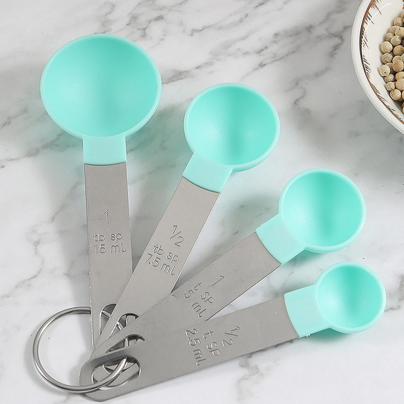 8-Piece Portable Measuring Spoons Cups Set PP Plastic for Bar Cafe Spices Green