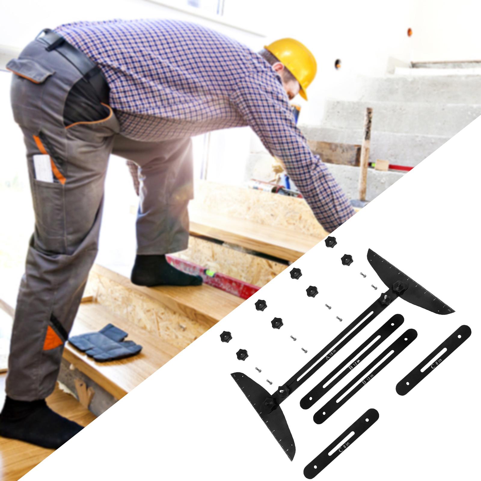 Stair Treads Gauge Template Shelf Scribe Tool for Stairs Risers Black