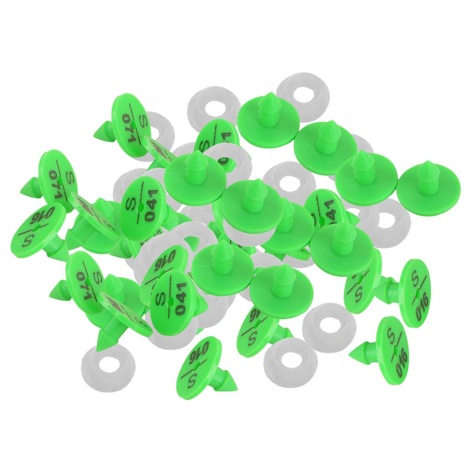 100Pcs Ear Tag Number Anti-Dropping Plastic Green for Livestock Rabbit Dog