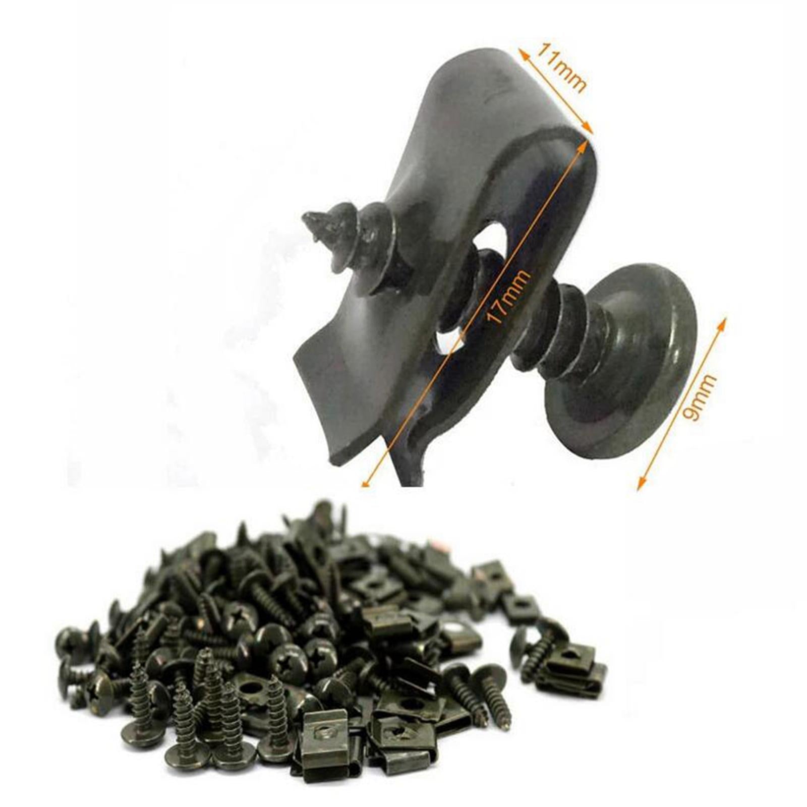 30pcs Car Motorcycle Plastic Cover Metal Retainer U-Type Clips and Screws M4X12