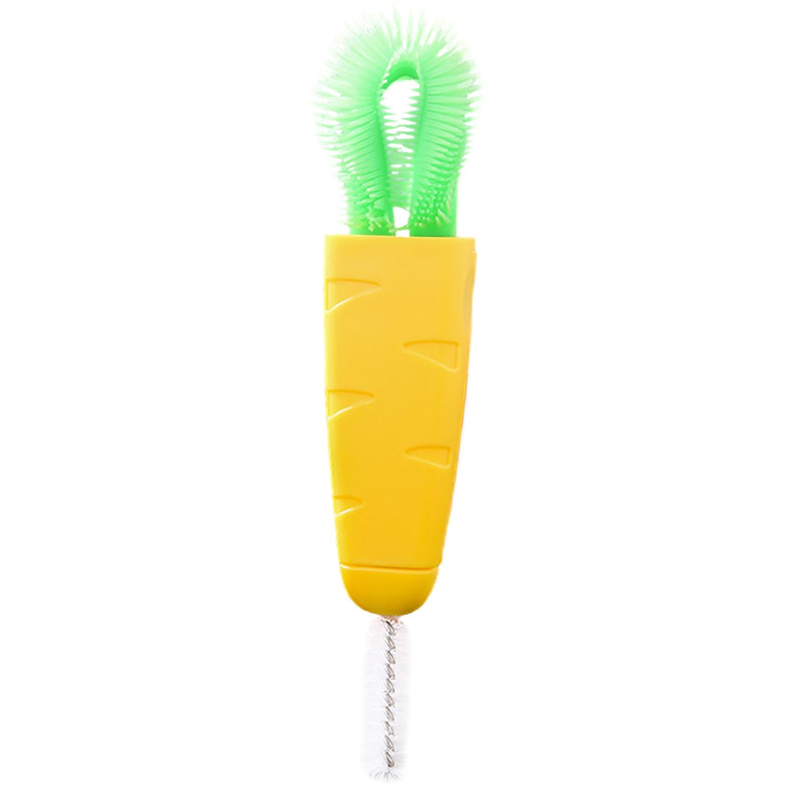 Creative Carrot Shape Cup Brush for Bottle Mouth Cover Gap Corner Cup Lid pineapple yellow
