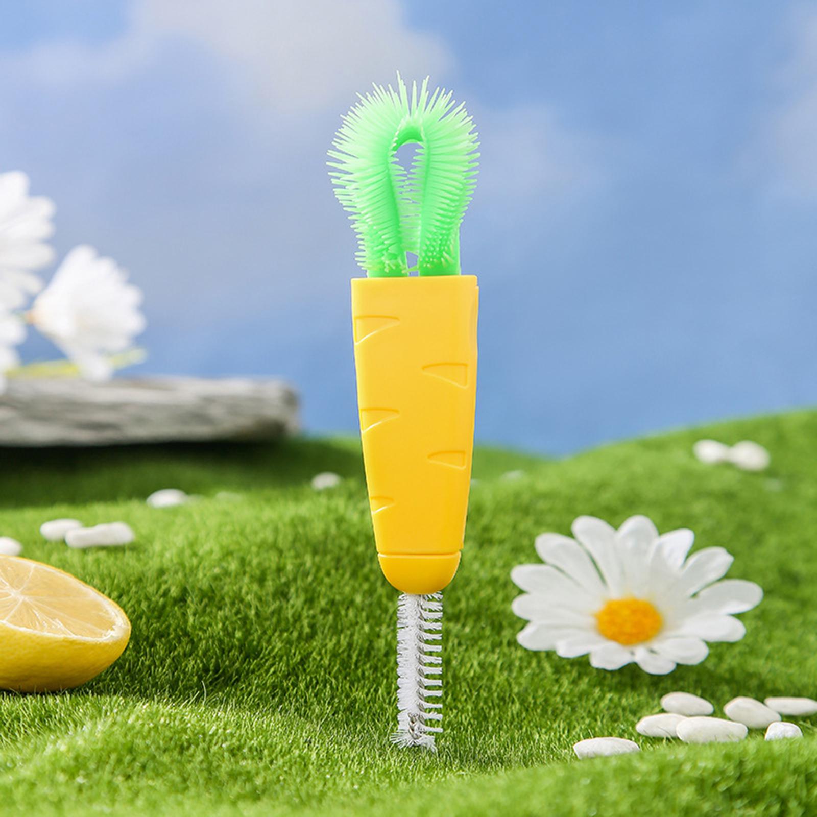 Creative Carrot Shape Cup Brush for Bottle Mouth Cover Gap Corner Cup Lid pineapple yellow