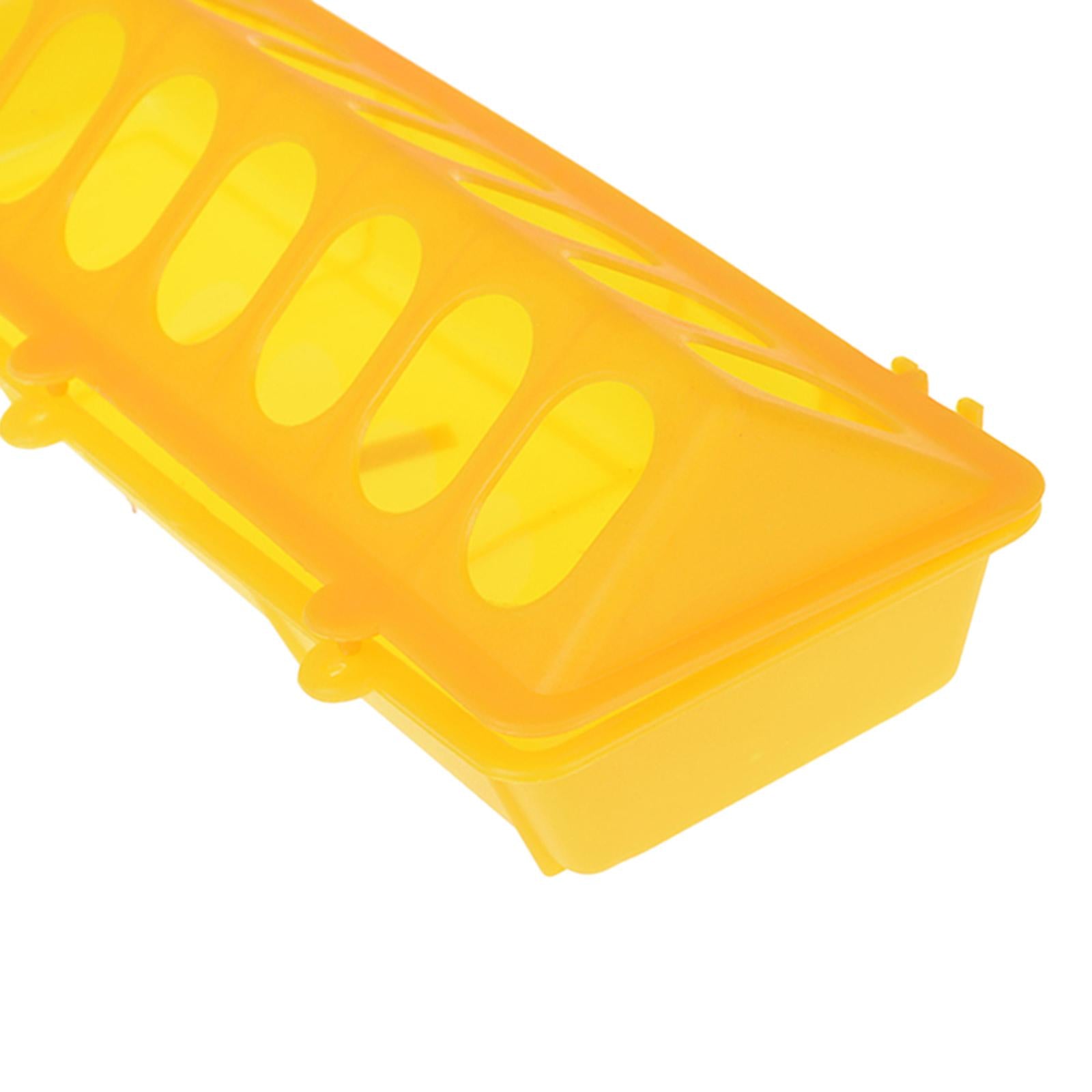 Poultry Feeder Chicken Feeding Trough Plastic Flip Top Container Yellow