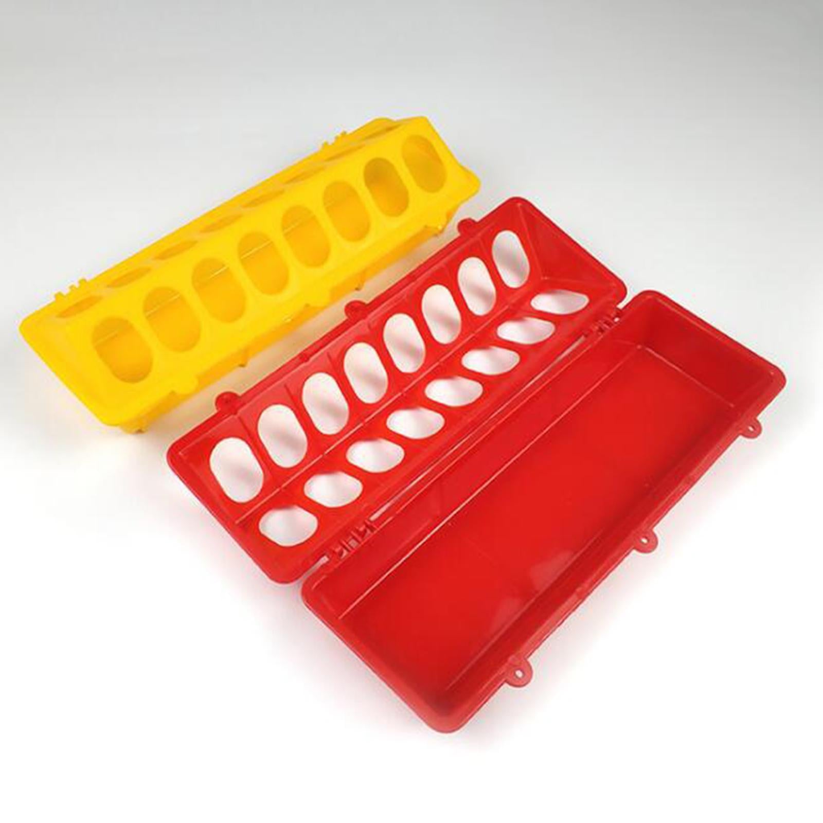 Poultry Feeder Chicken Feeding Trough Plastic Flip Top Container Red