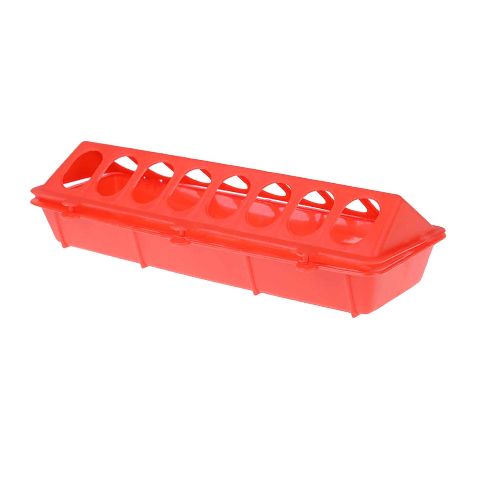 Poultry Feeder Chicken Feeding Trough Plastic Flip Top Container Red