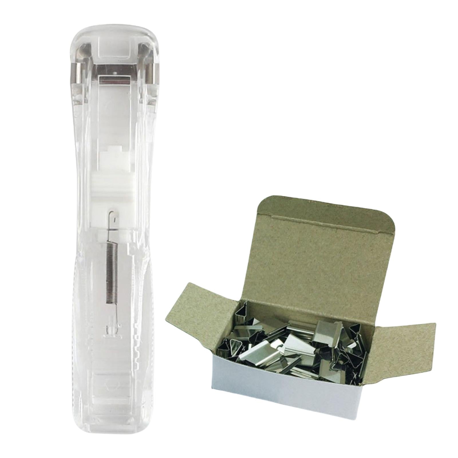 Mini Push Stapler with 50 Clips , 40 Sheet Capacity Clear with 50 Clips