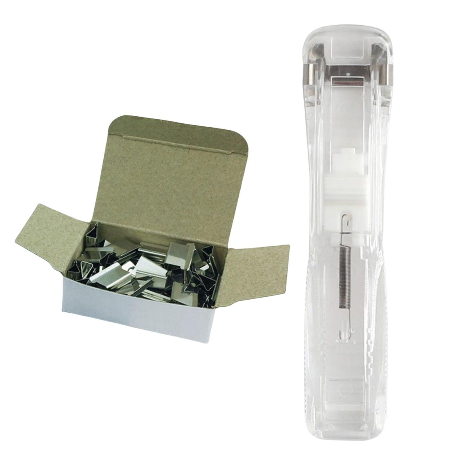 Mini Push Stapler with 50 Clips , 40 Sheet Capacity Clear with 50 Clips