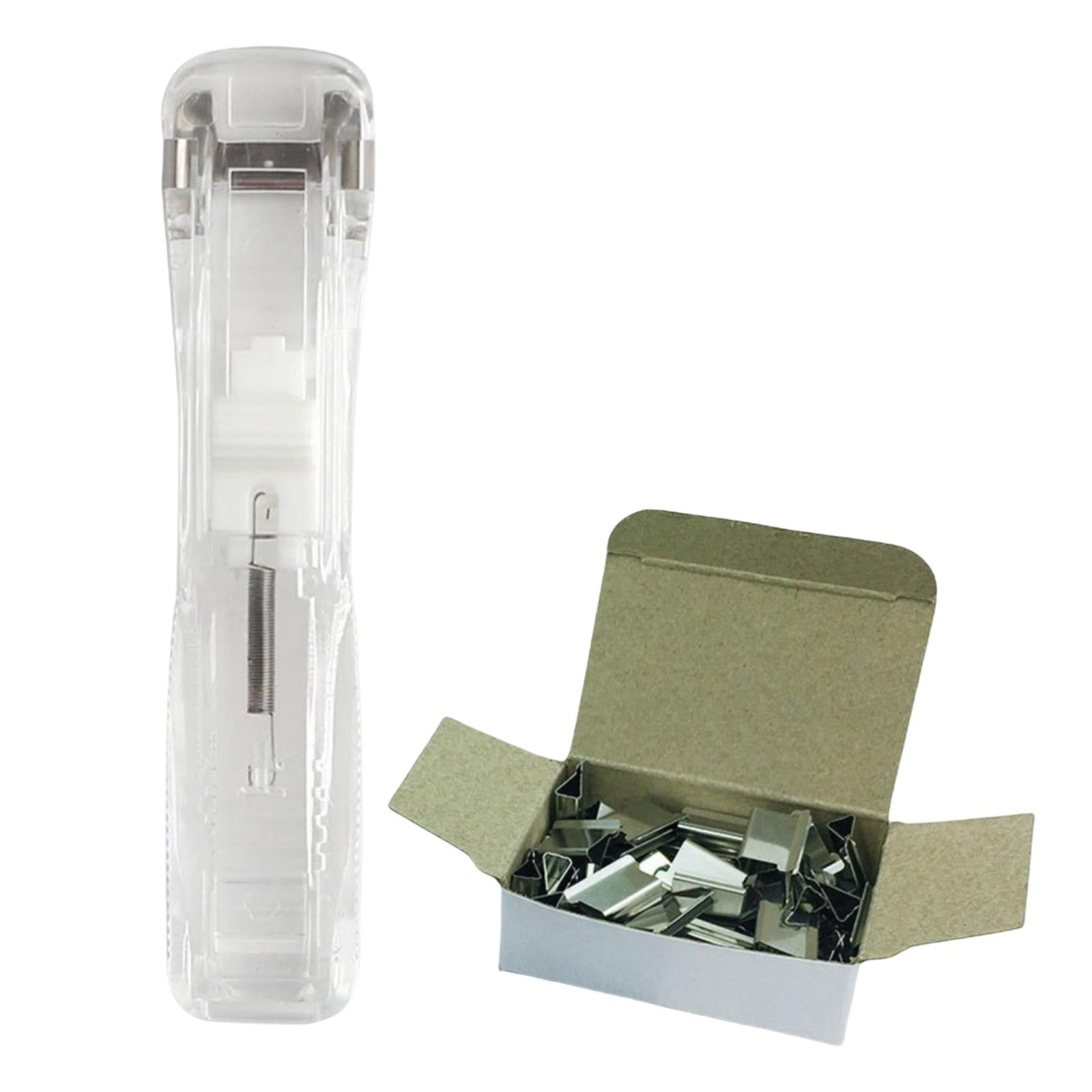Mini Push Stapler with 50 Clips , 40 Sheet Capacity Clear with 50 Clips
