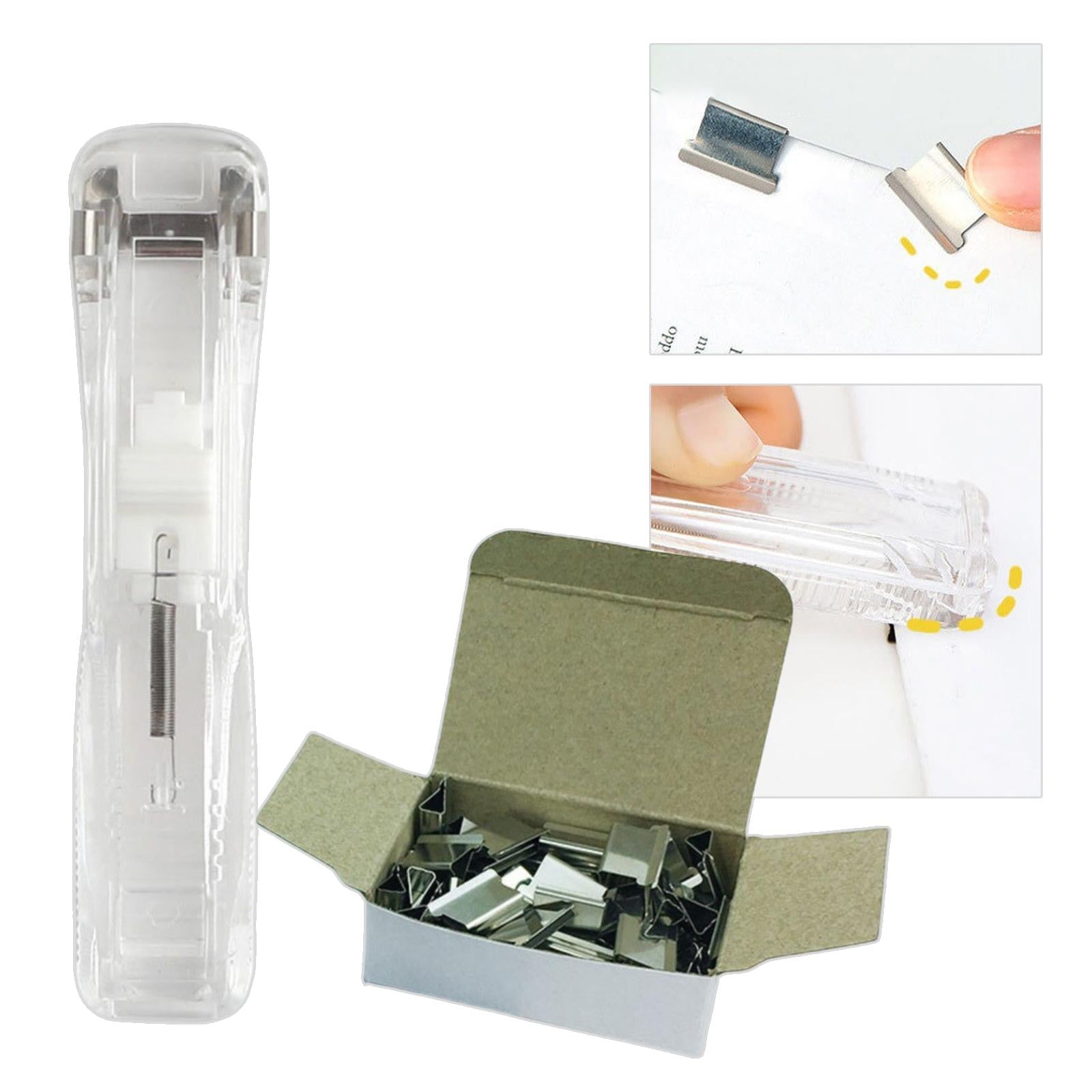 Mini Push Stapler with 50 Clips , 40 Sheet Capacity Clear with 50 Clips