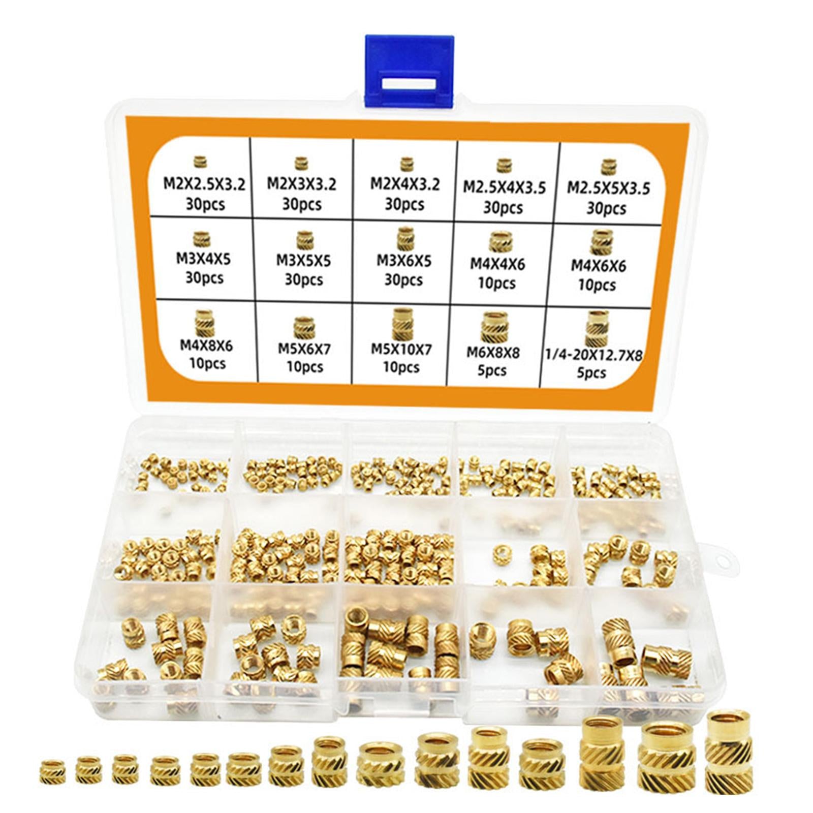 300Pcs M2 M2.5 M3 M4 M5 M6 Copper Female Thread Knurled Nuts Set