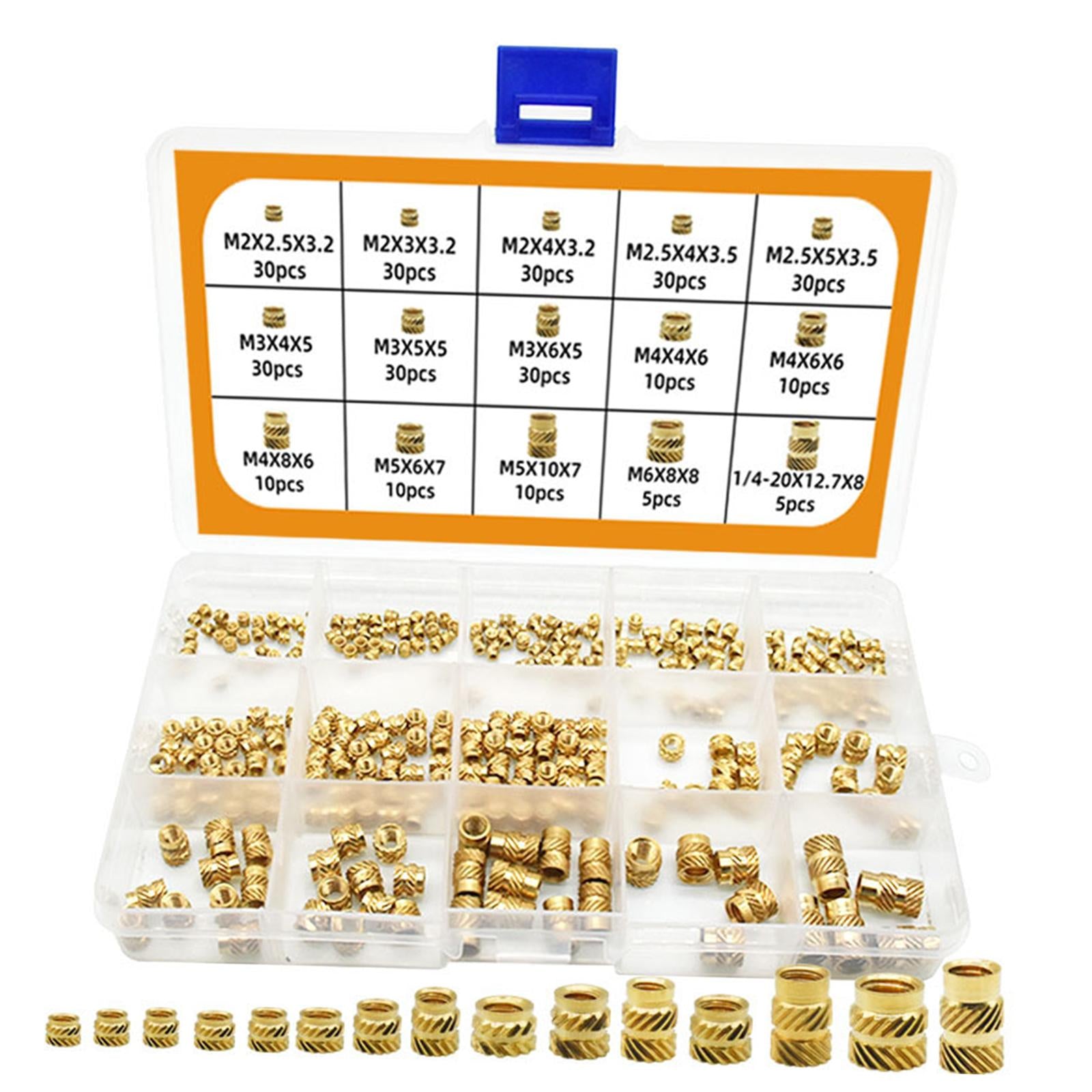 300Pcs M2 M2.5 M3 M4 M5 M6 Copper Female Thread Knurled Nuts Set