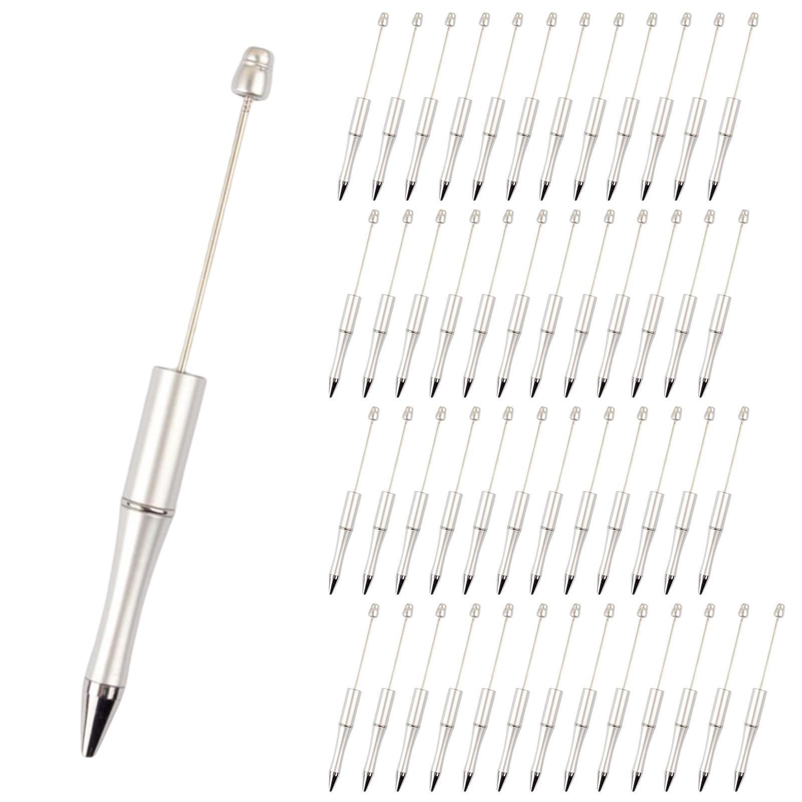 50x Bead Pens Ballpoint Pen Ball Pen for Office School Silver