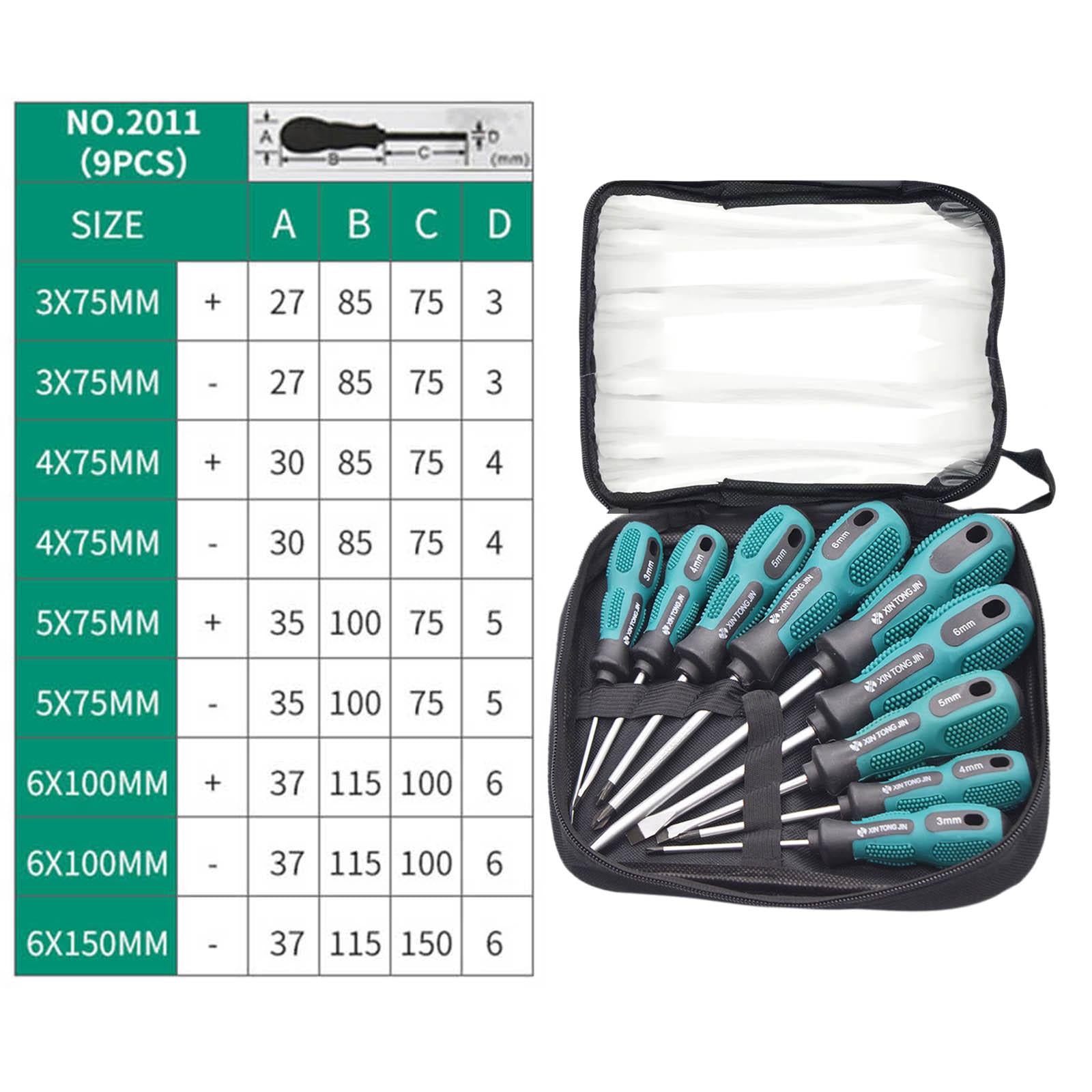 Multipurpose Hand Screwdriver Non Slip Handle for Bicycle Electricians 9pcs