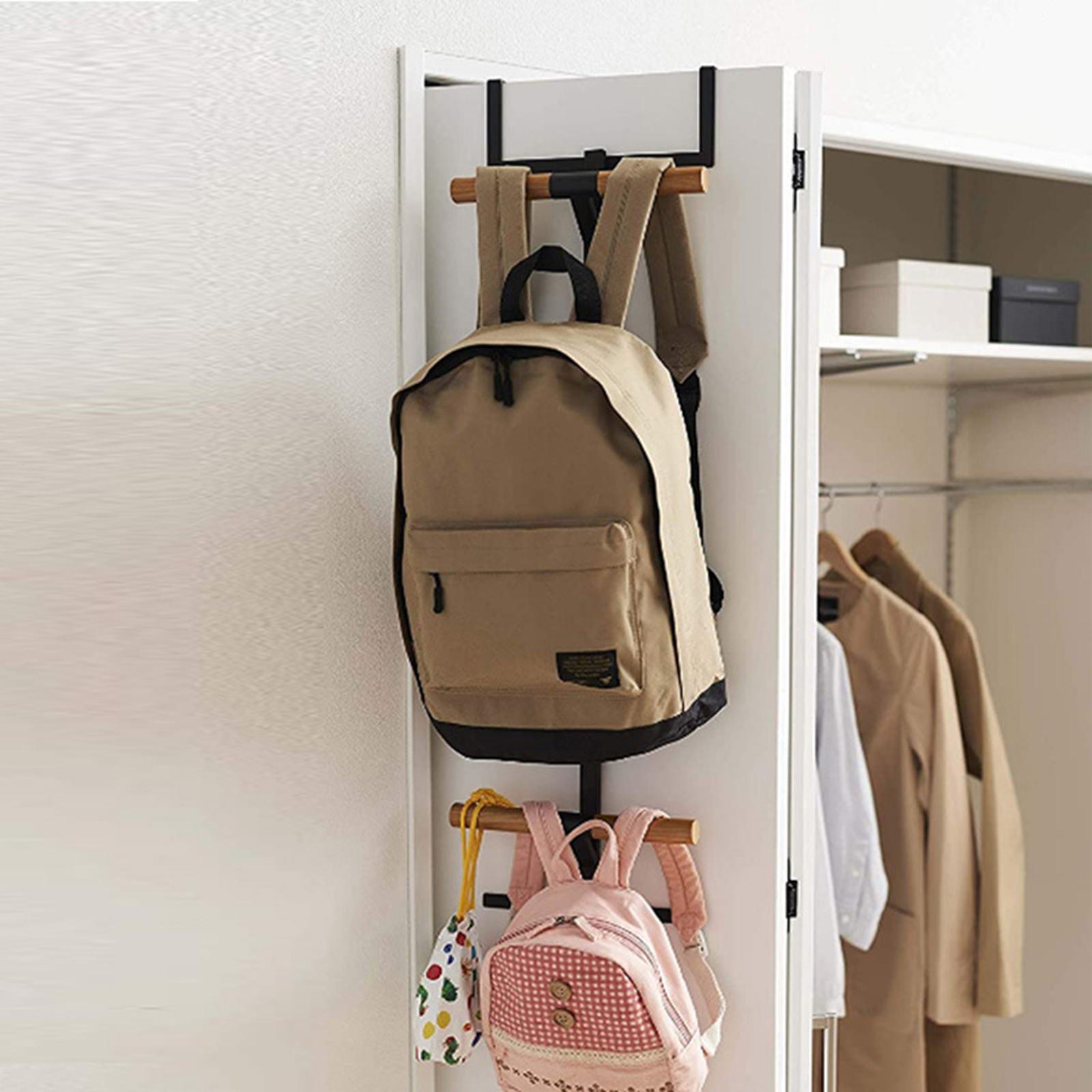 Over The Door Hanger for Shool Bag Sturdy for Bathroom Entryway White