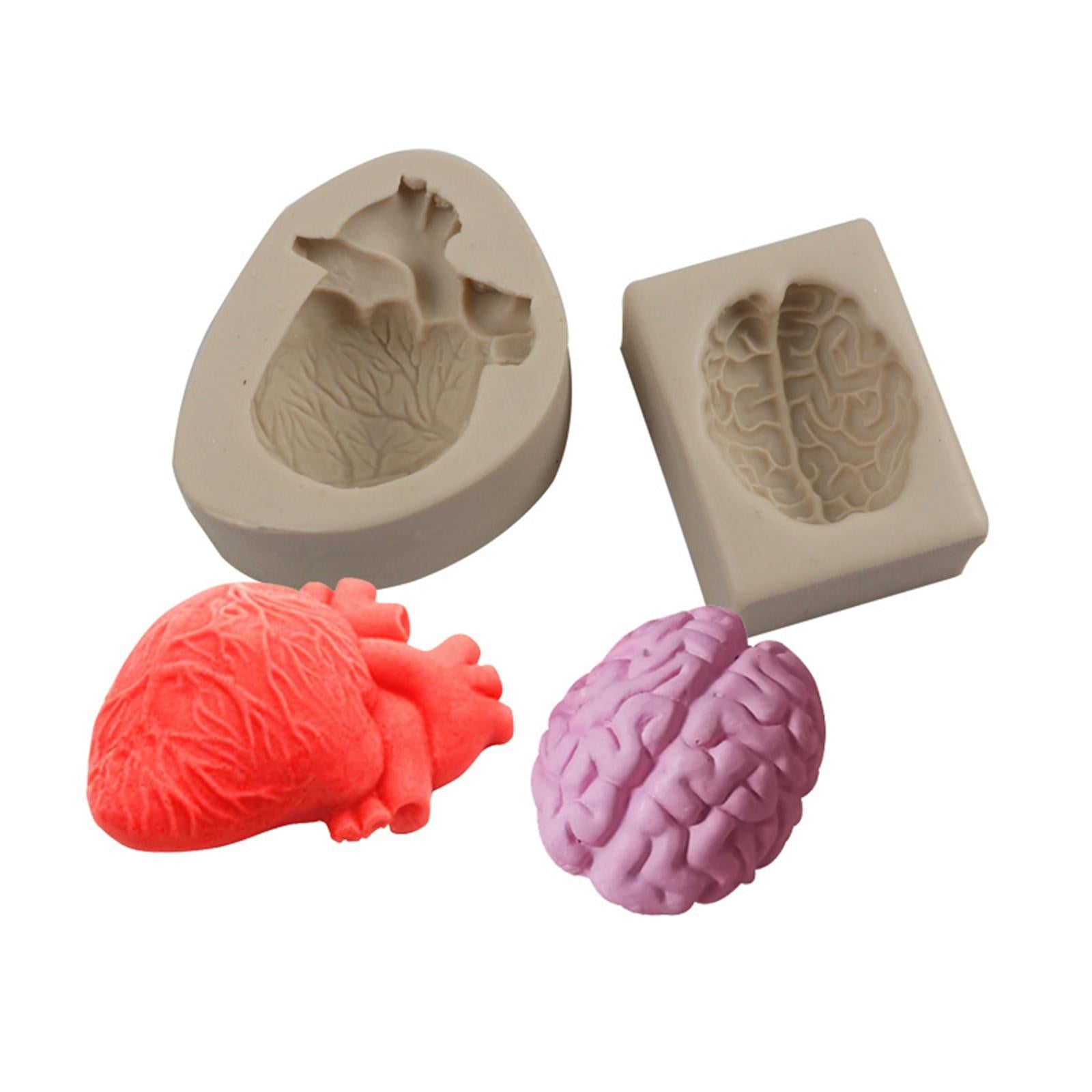 Silicone Fondant Molds DIY Resin Chocolate Mold for Baking Brain Pink