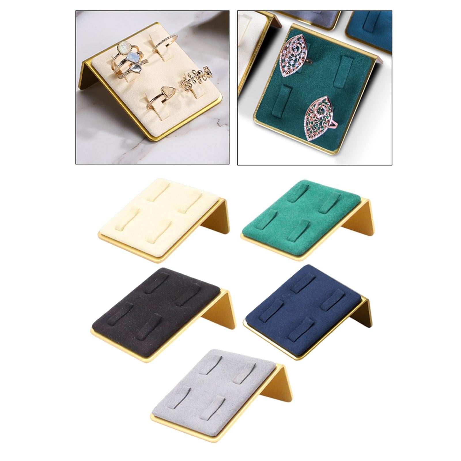 Velvet Ring Holder Jewellery Ring Storage Organiser for Shops Woman Girl Beige