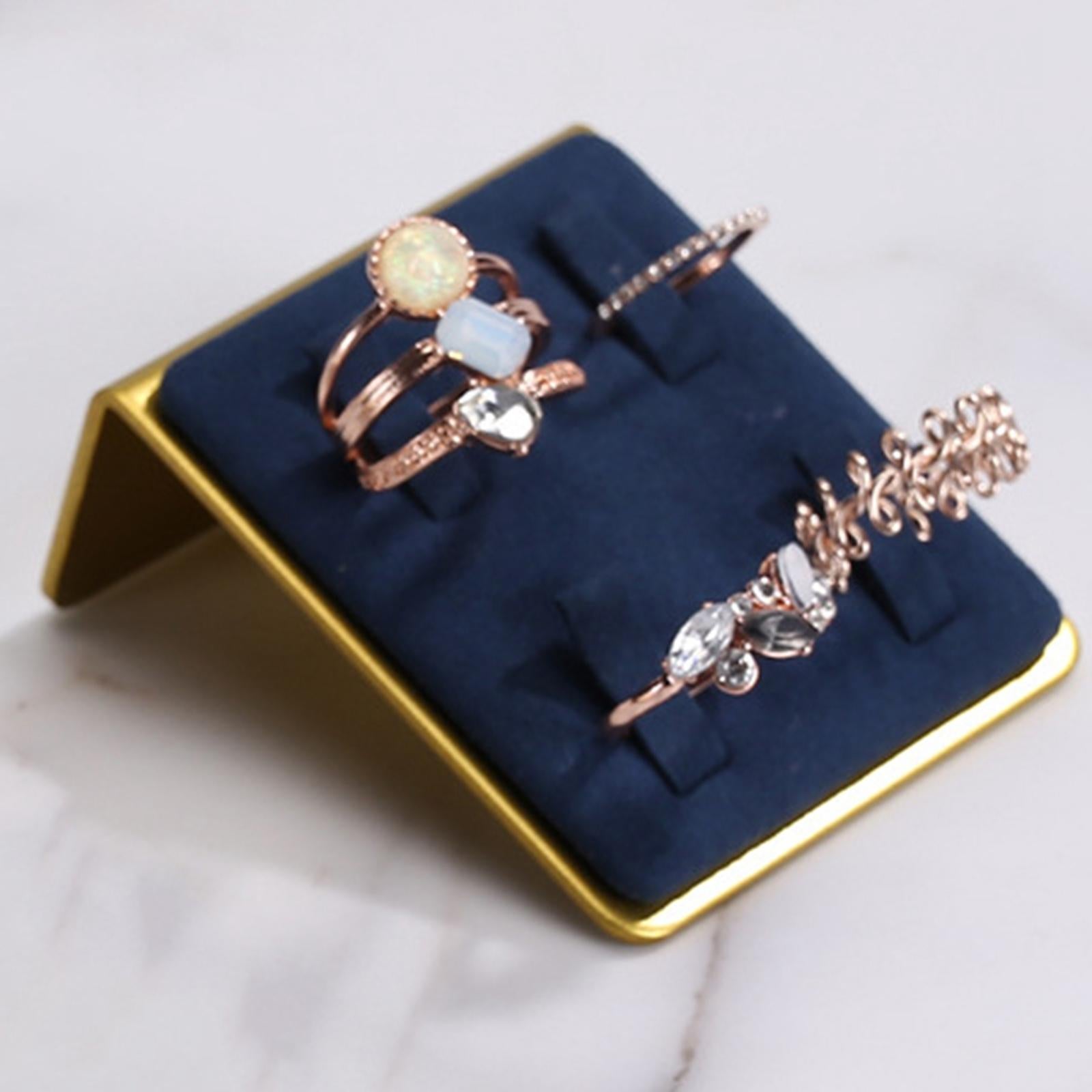 Velvet Ring Holder Jewellery Ring Storage Organiser for Shops Woman Girl Blue