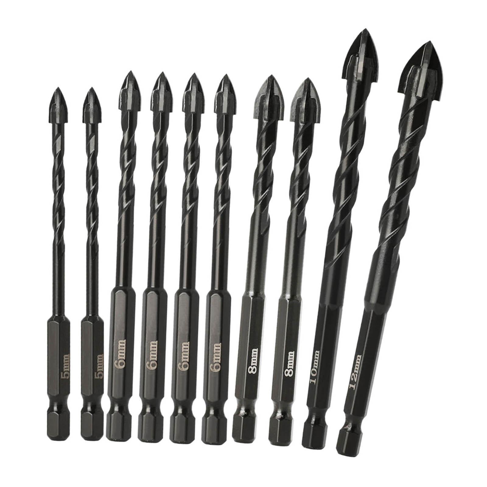 10 Pieces Alloy Masonry Drill Bit Set with Hex Shank for Wall Cement Tile