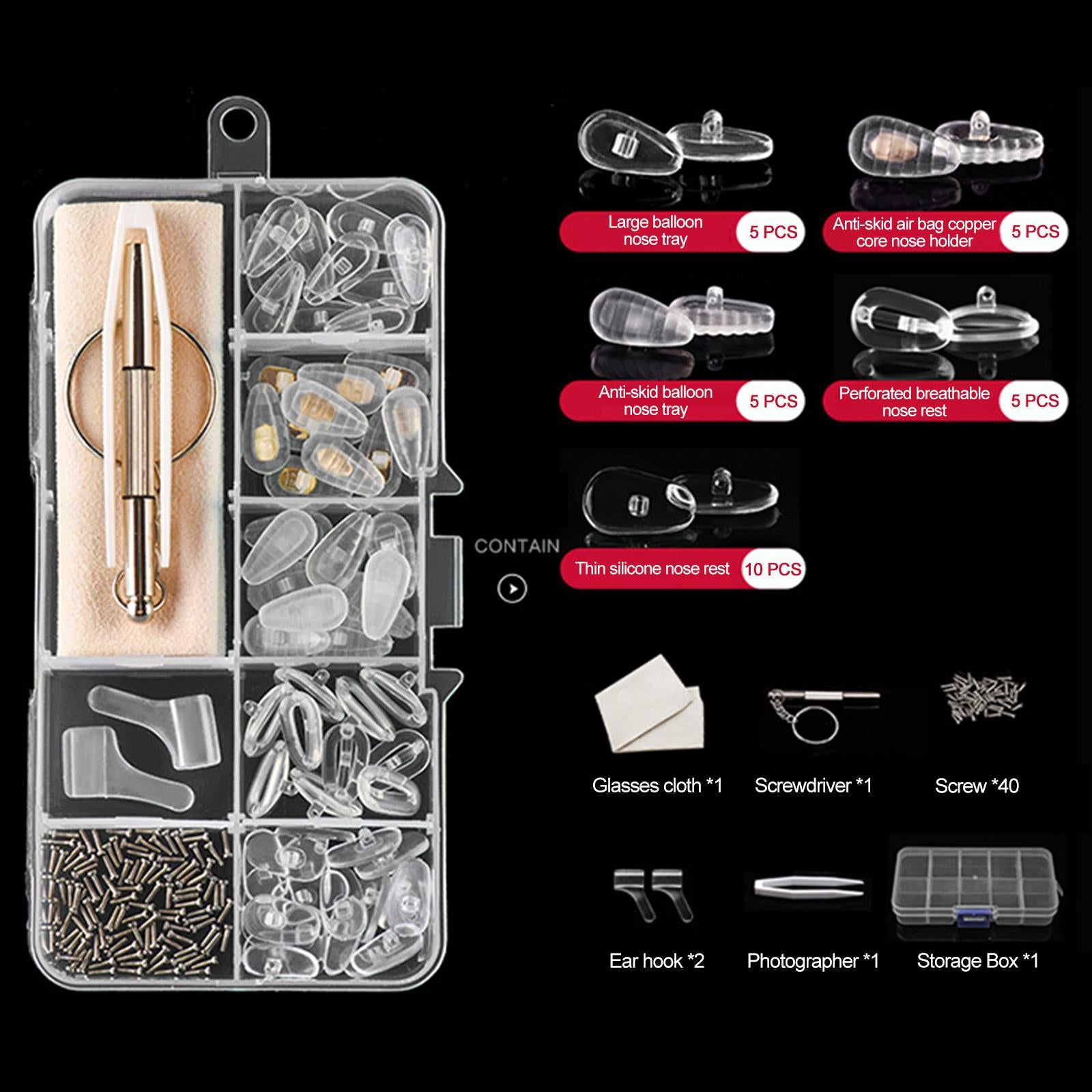 25Pairs Soft Nose Pads with Screws Tweezers for Sunglasses Glasses