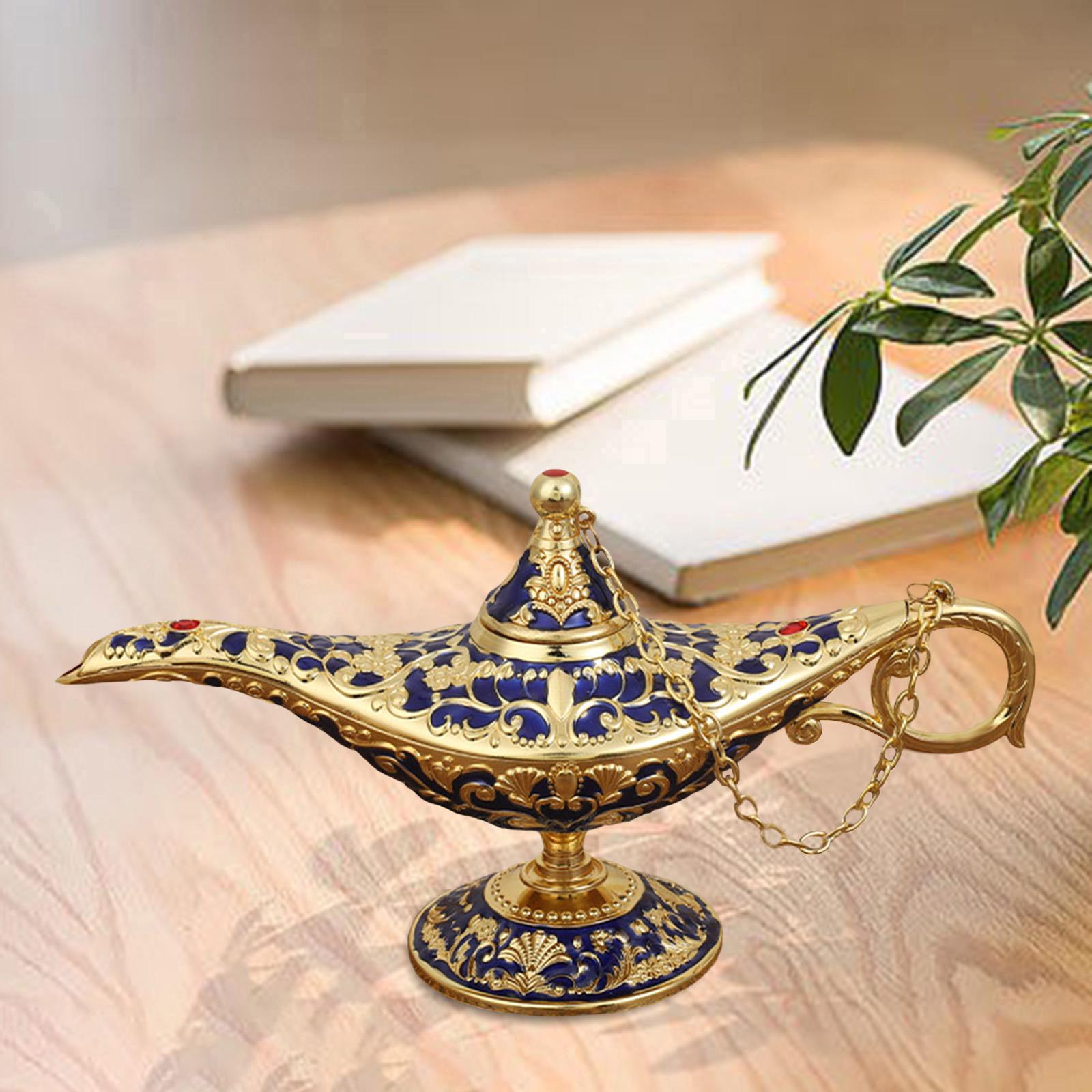 Beautiful Aladdin Genie Lamp Fairy Tale Tea Pot for Halloween Party Gift Dark Blue