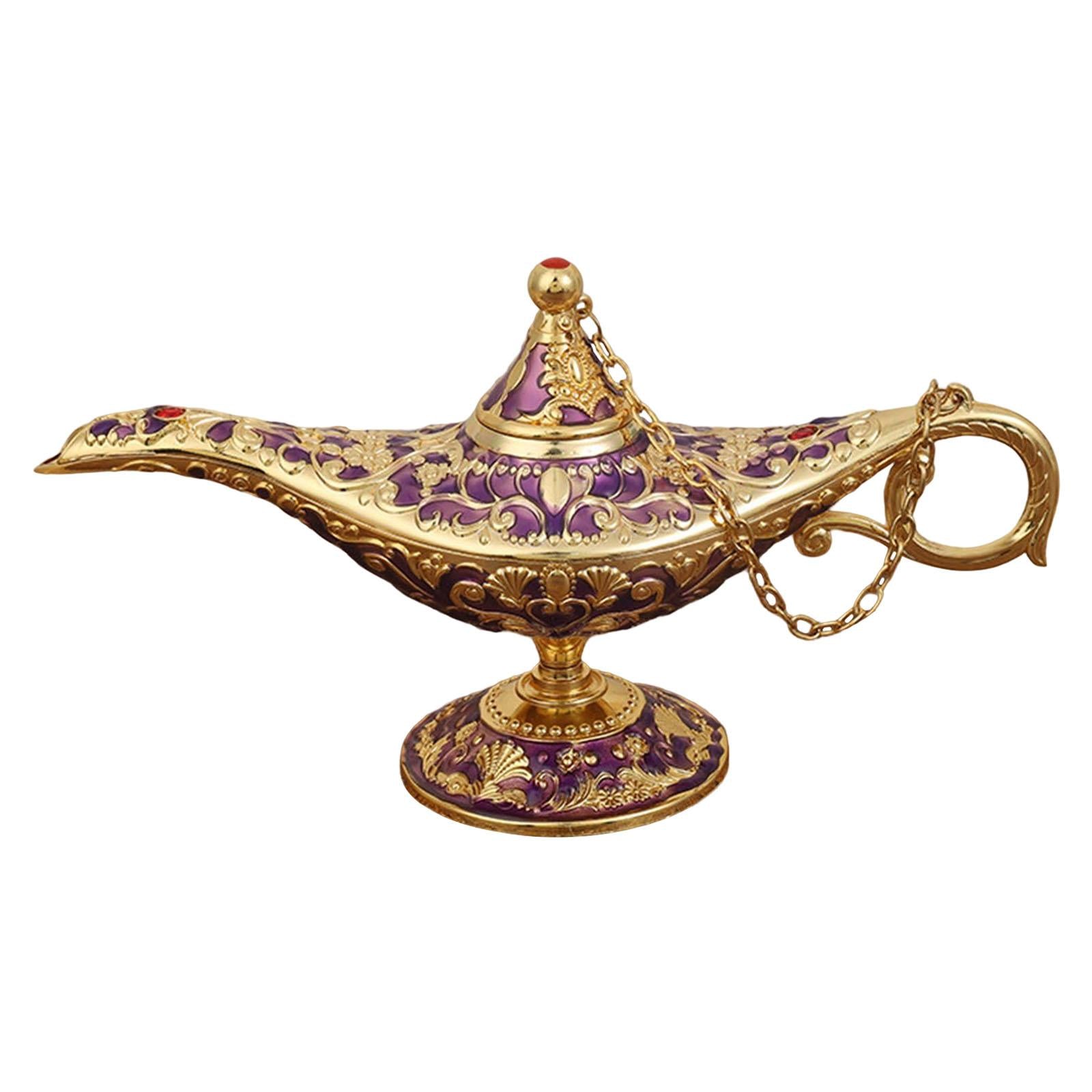 Beautiful Aladdin Genie Lamp Fairy Tale Tea Pot for Halloween Party Gift Gold Purple