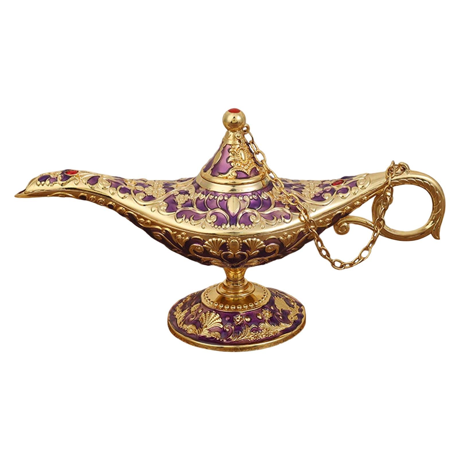 Beautiful Aladdin Genie Lamp Fairy Tale Tea Pot for Halloween Party Gift Gold Purple