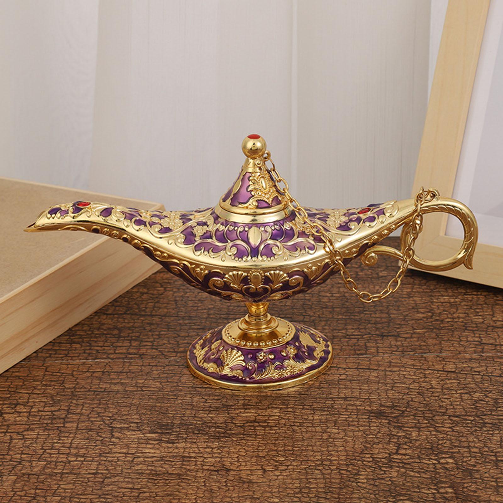 Beautiful Aladdin Genie Lamp Fairy Tale Tea Pot for Halloween Party Gift Gold Purple