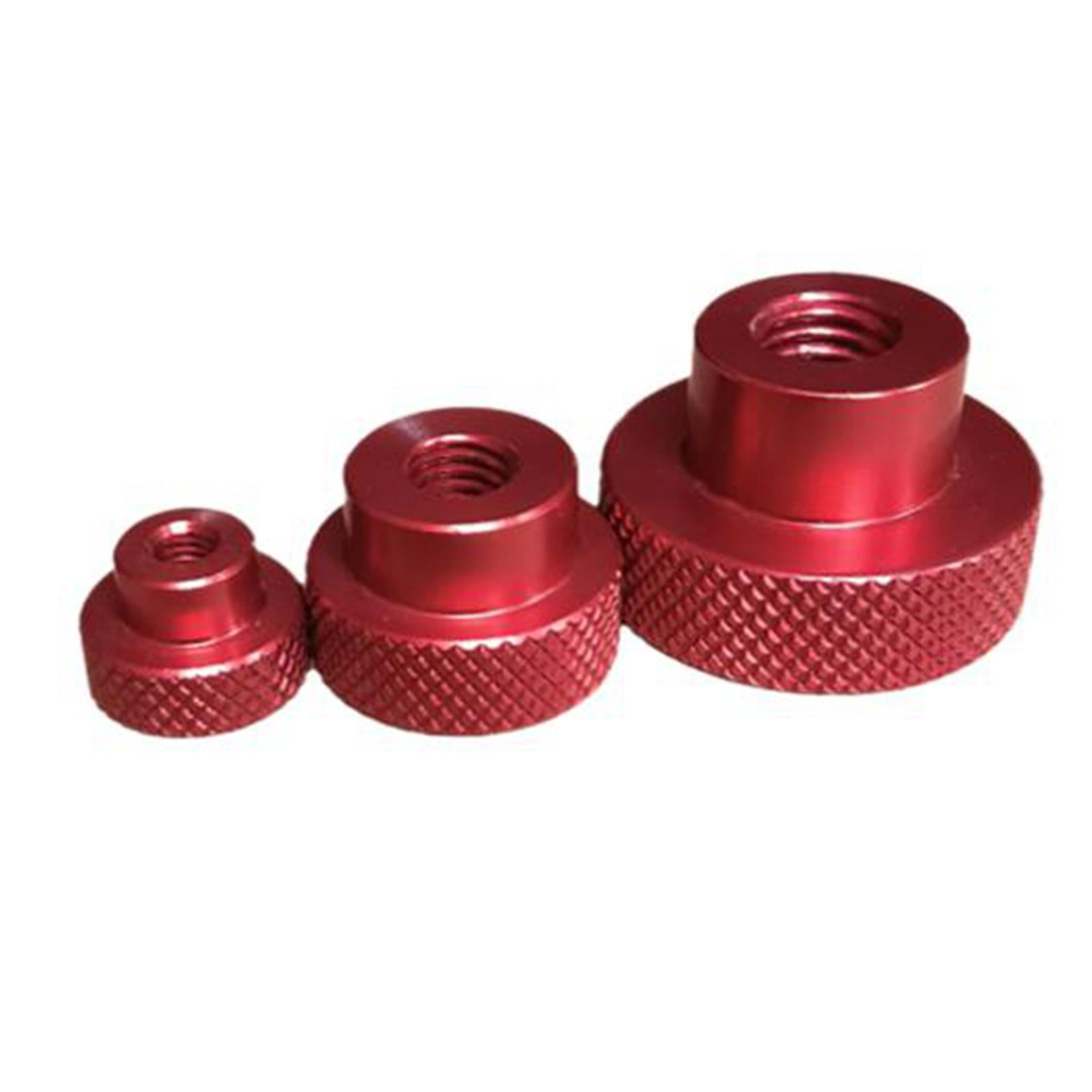 CNC Aluminum Knurled Thumb Nut Anodized Good Hand Feel Large Torque Flat Red