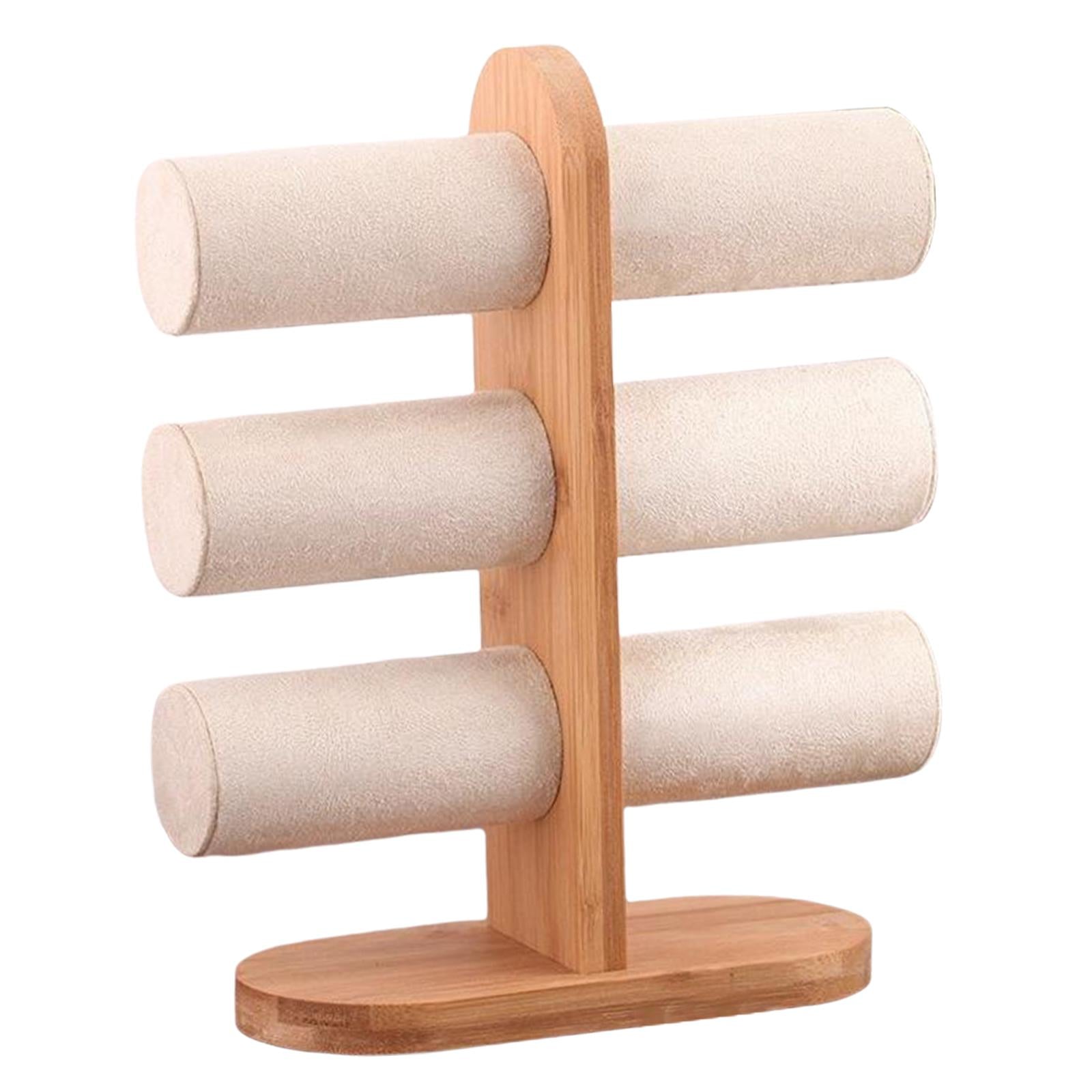 Jewelry Display Rack T Bar Bracelet Rack Wrist Watch Organizer Beige