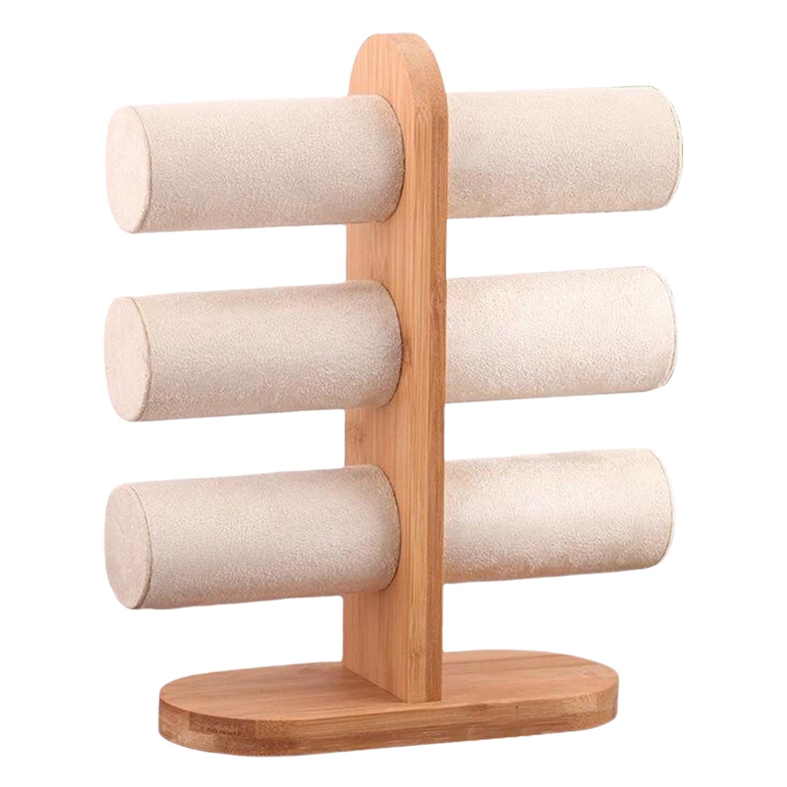 Jewelry Display Rack T Bar Bracelet Rack Wrist Watch Organizer Beige