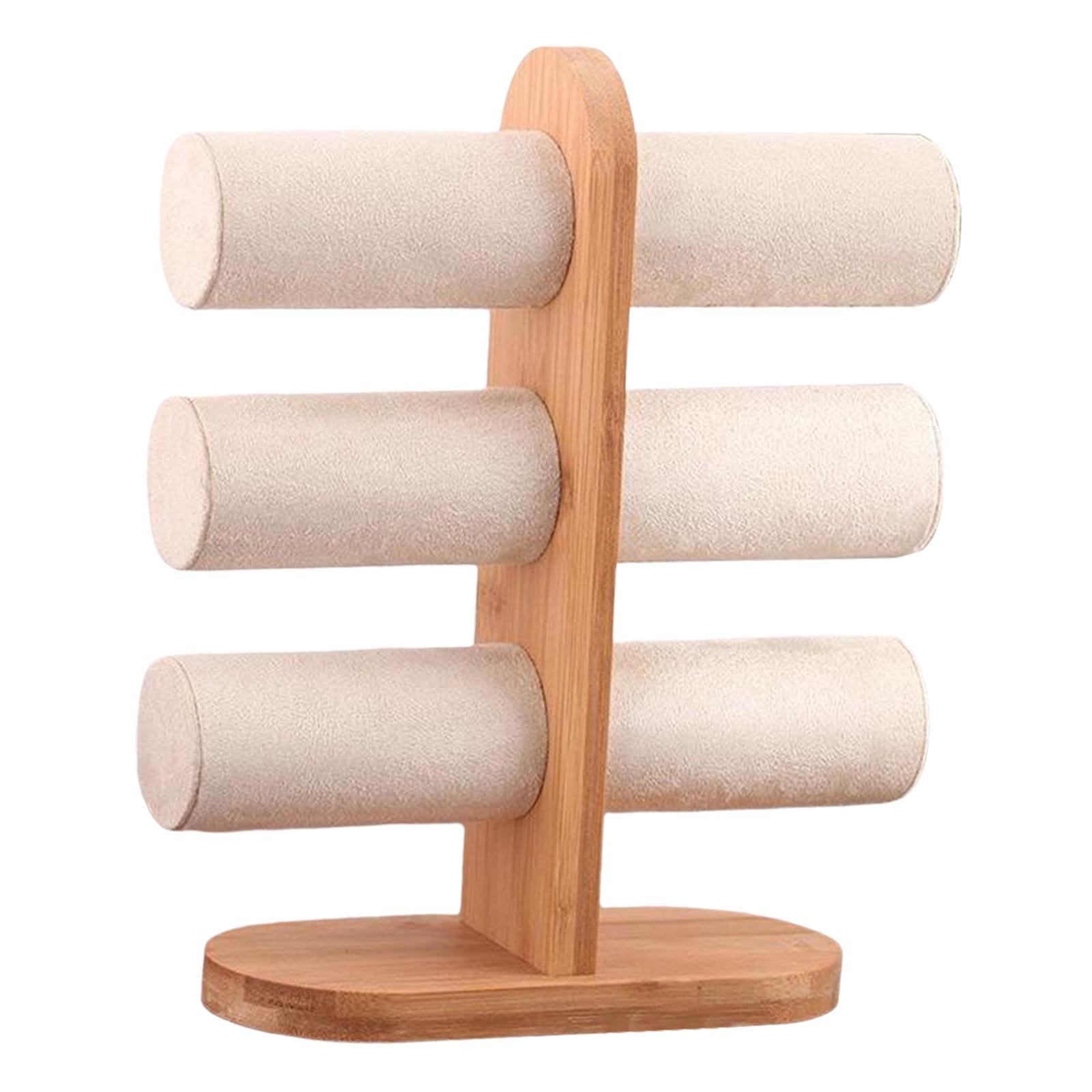 Jewelry Display Rack T Bar Bracelet Rack Wrist Watch Organizer Beige